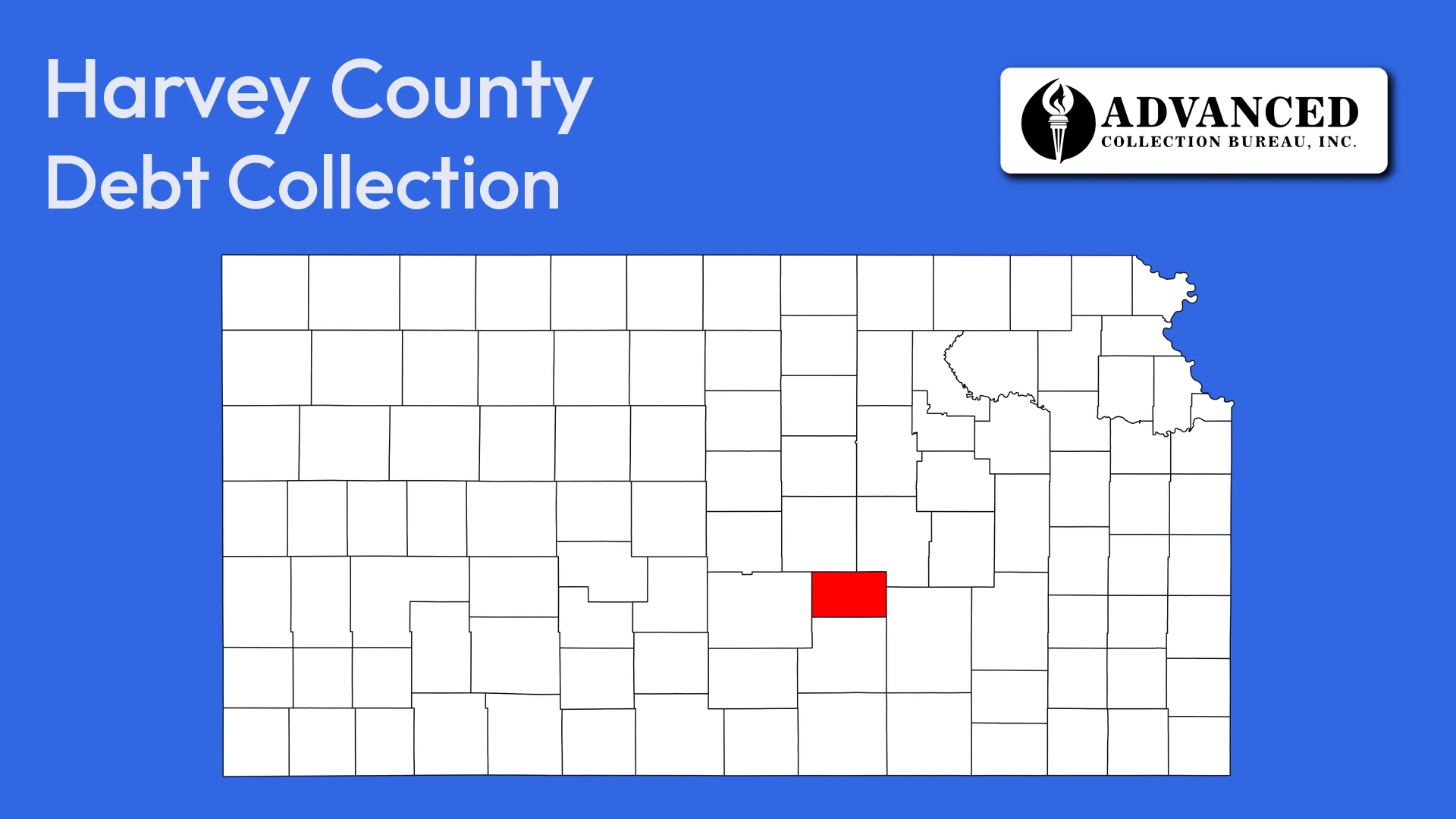 Map of Kansas highlighting Harvey County