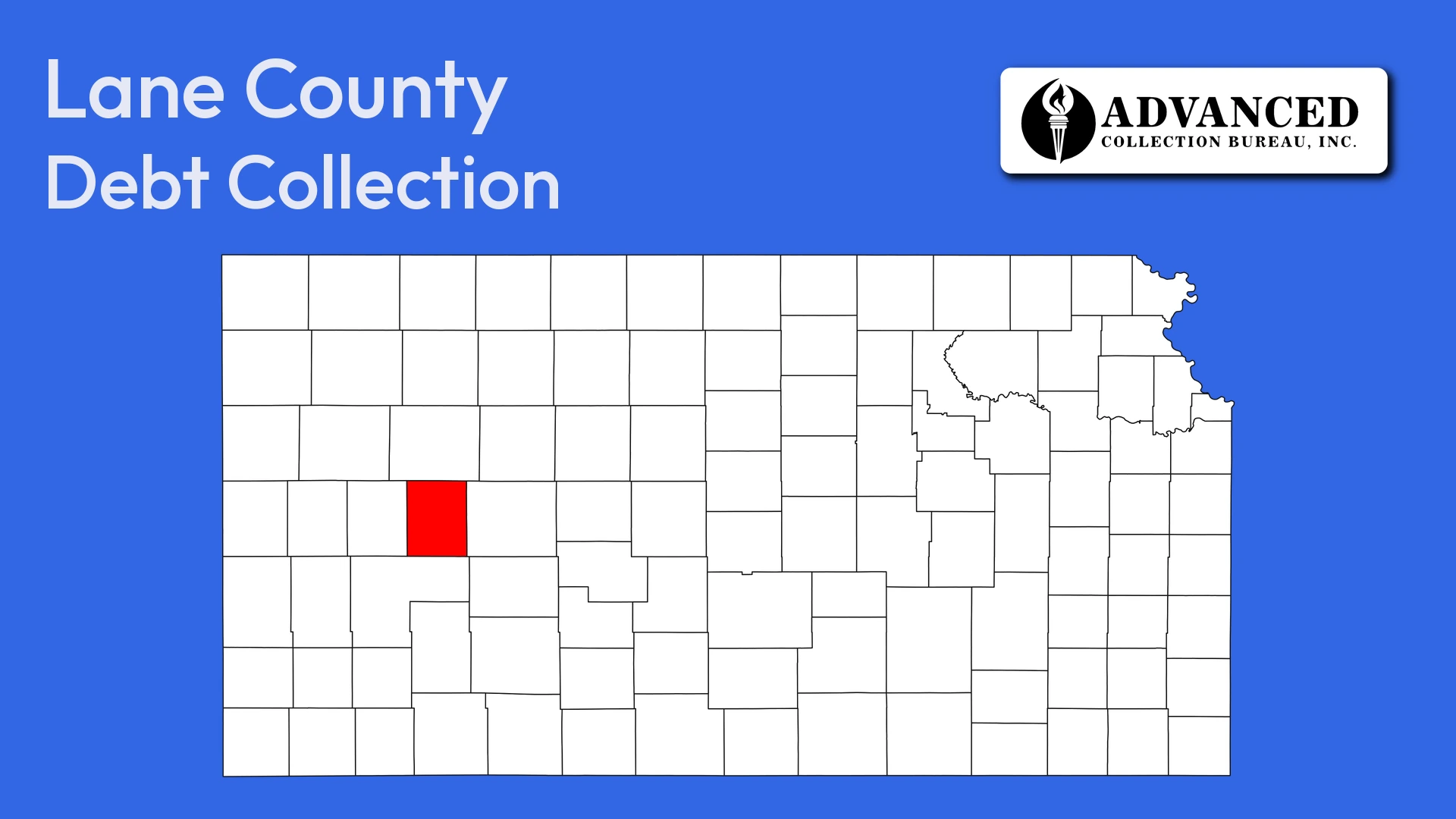 Map of Kansas highlighting Lane County