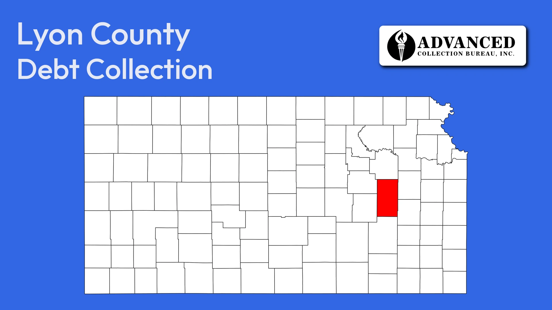 Map of Kansas highlighting Lyon County
