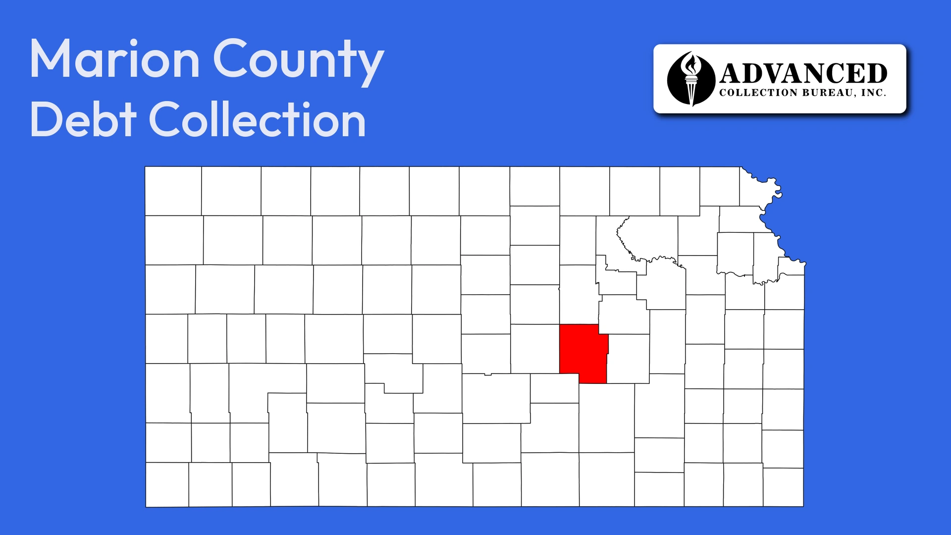 Map of Kansas highlighting Marion County