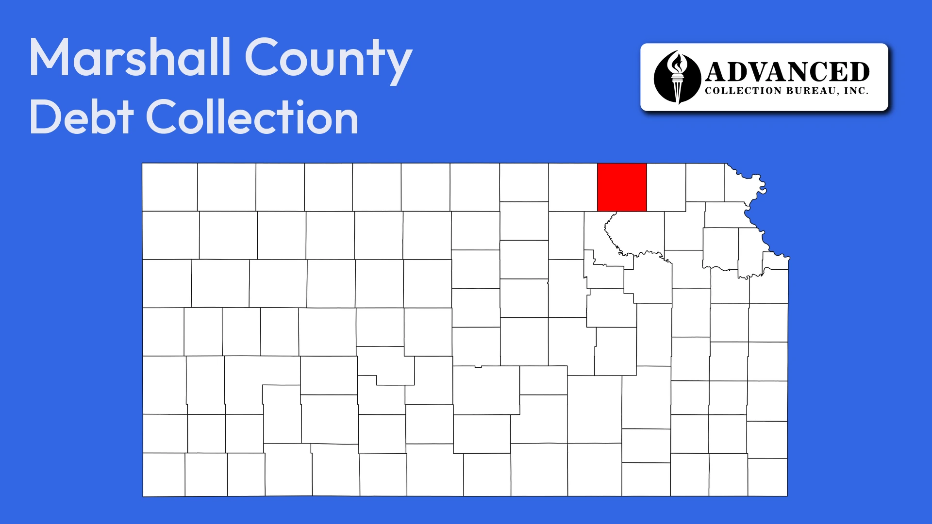 Map of Kansas highlighting Marshall County