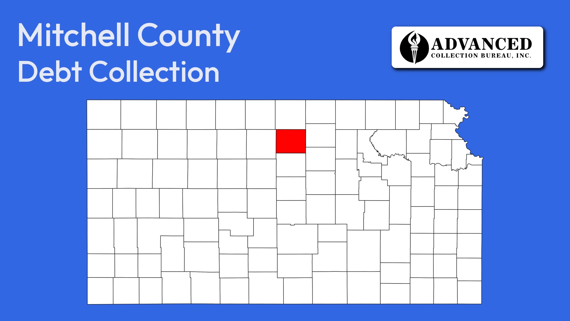 Map of Kansas highlighting Mitchell County