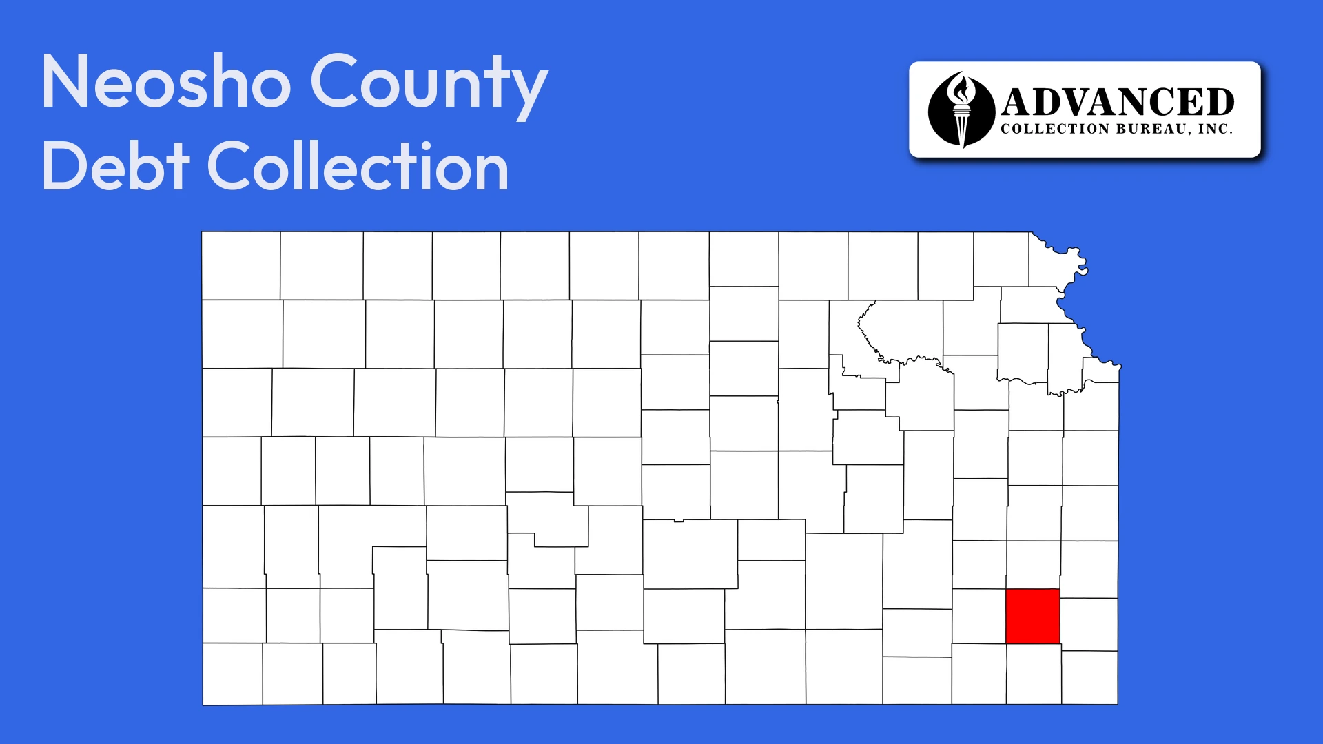 Map of Kansas highlighting Neosho County