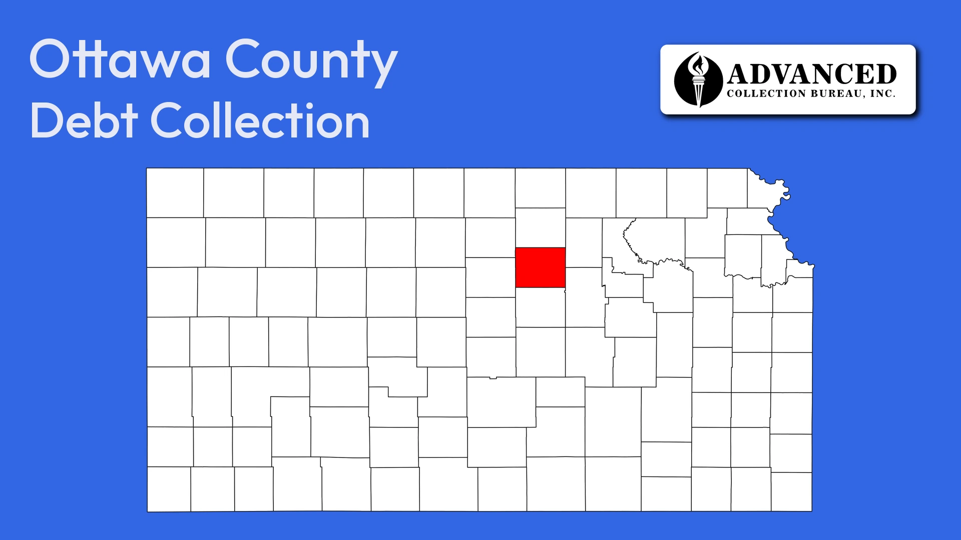 Map of Kansas highlighting Ottawa County