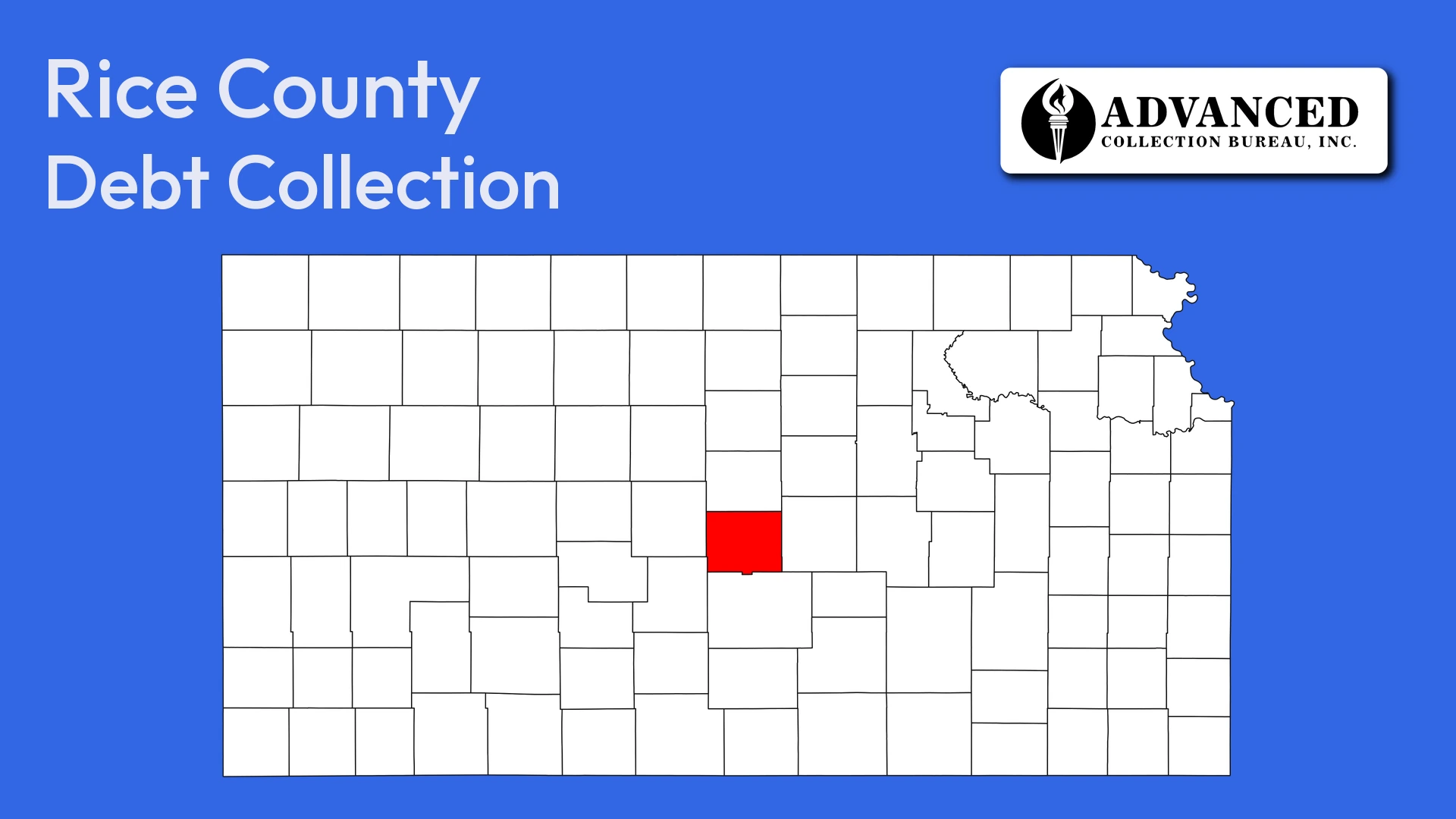 Map of Kansas highlighting Rice County