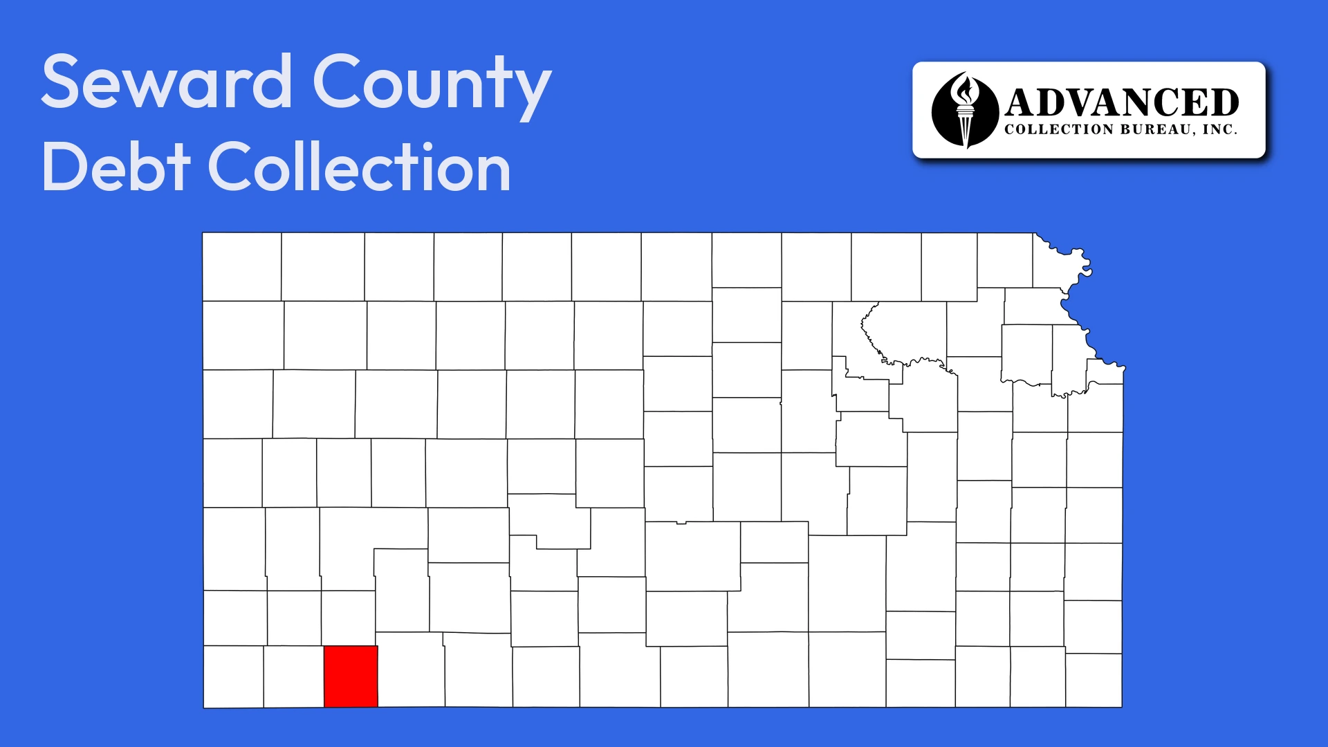 Map of Kansas highlighting Seward County