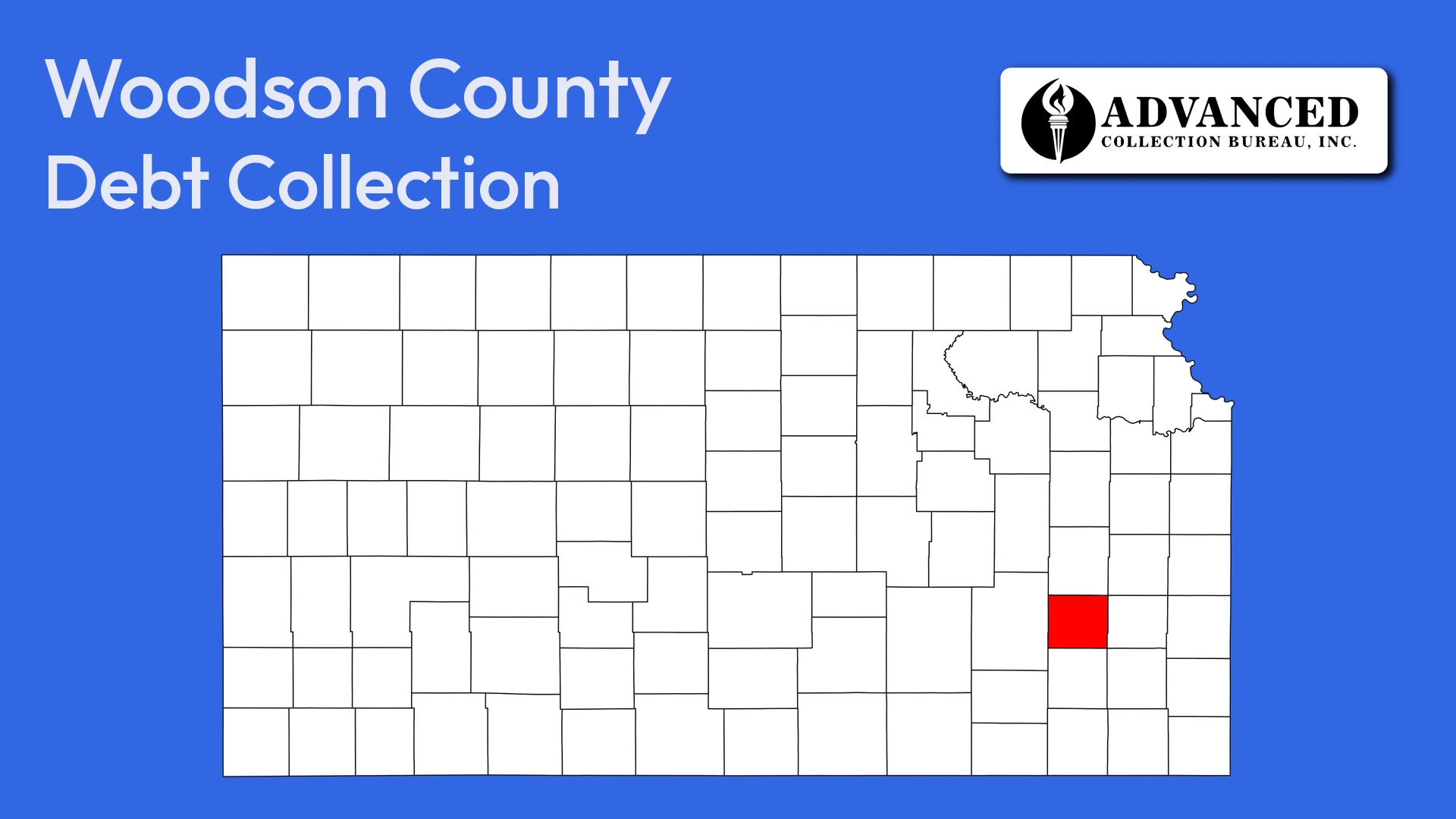 Map of Kansas highlighting Woodson County