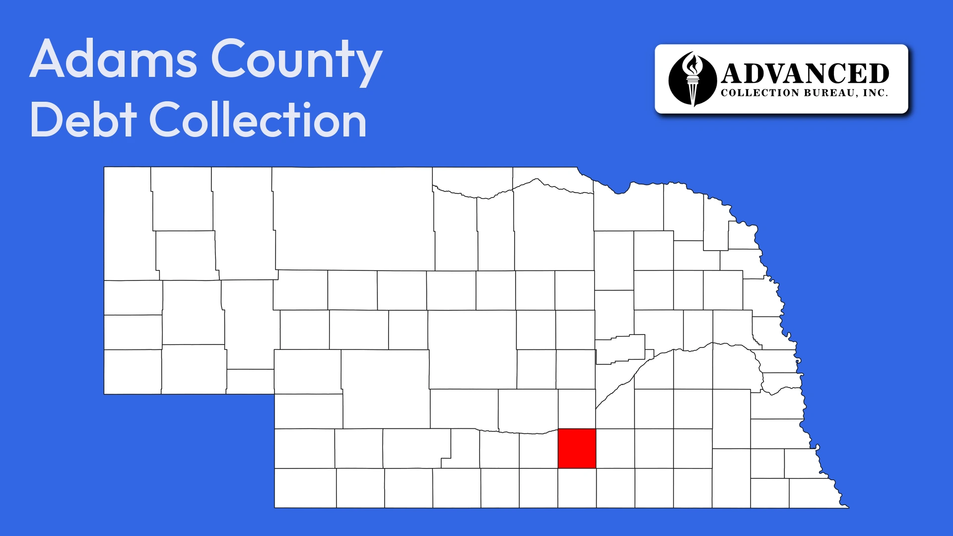 Map of Nebraska highlighting Adams County