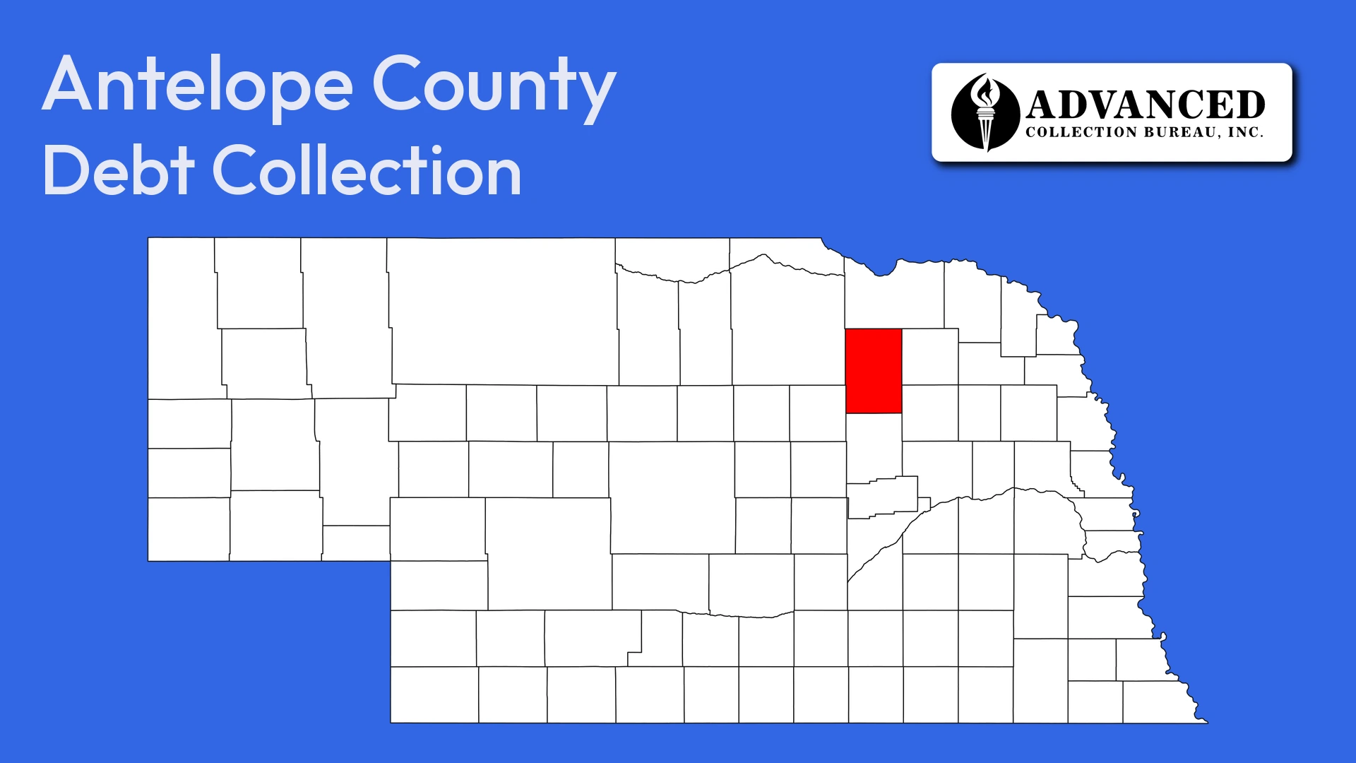 Map of Nebraska highlighting Antelope County