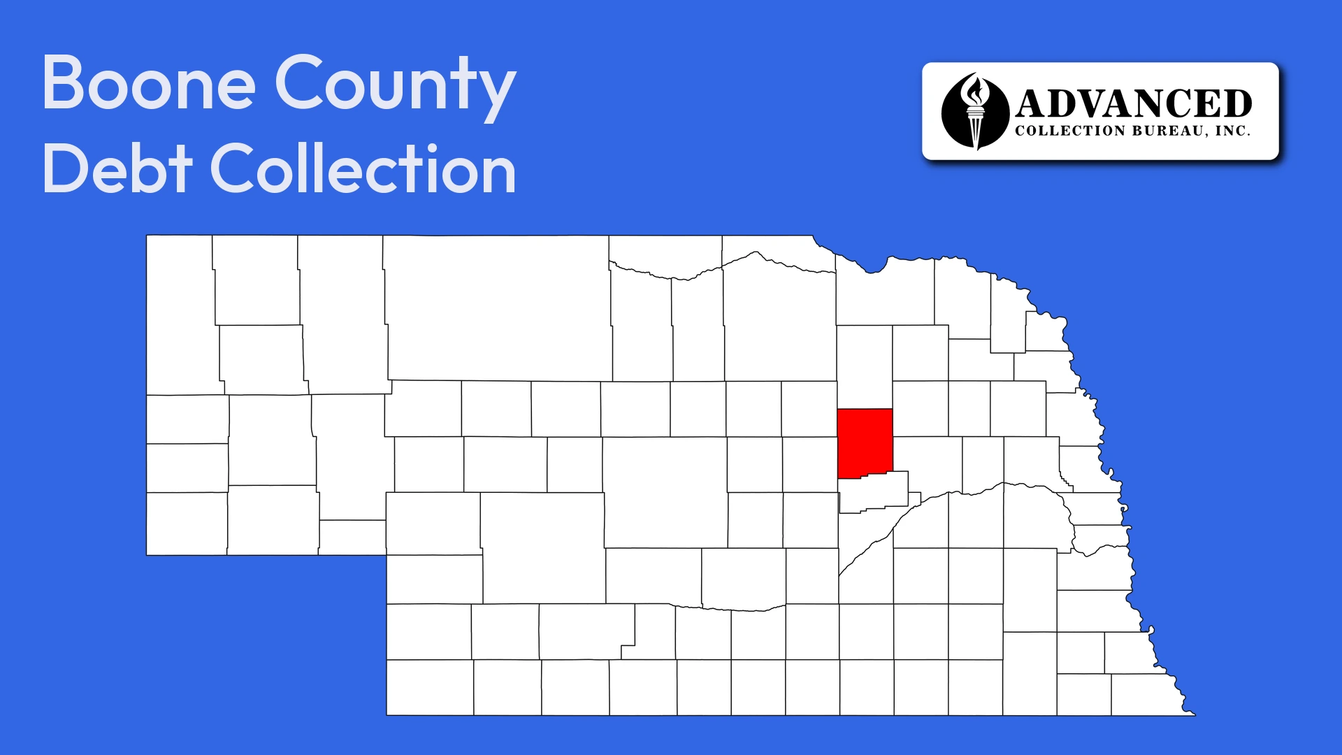 Map of Nebraska highlighting Boone County