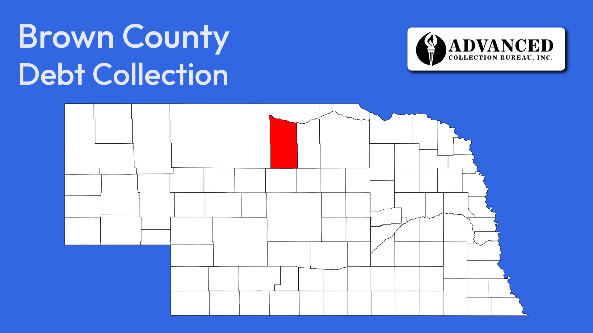 Map of Nebraska highlighting Brown County