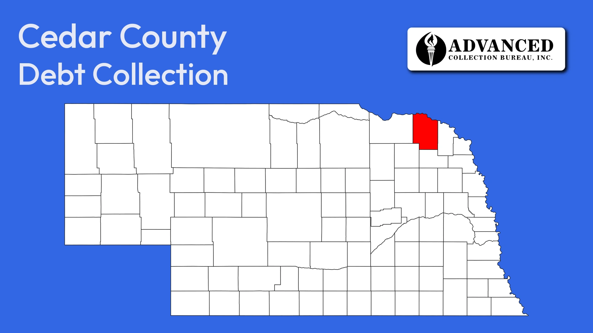 Map of Nebraska highlighting Cedar County
