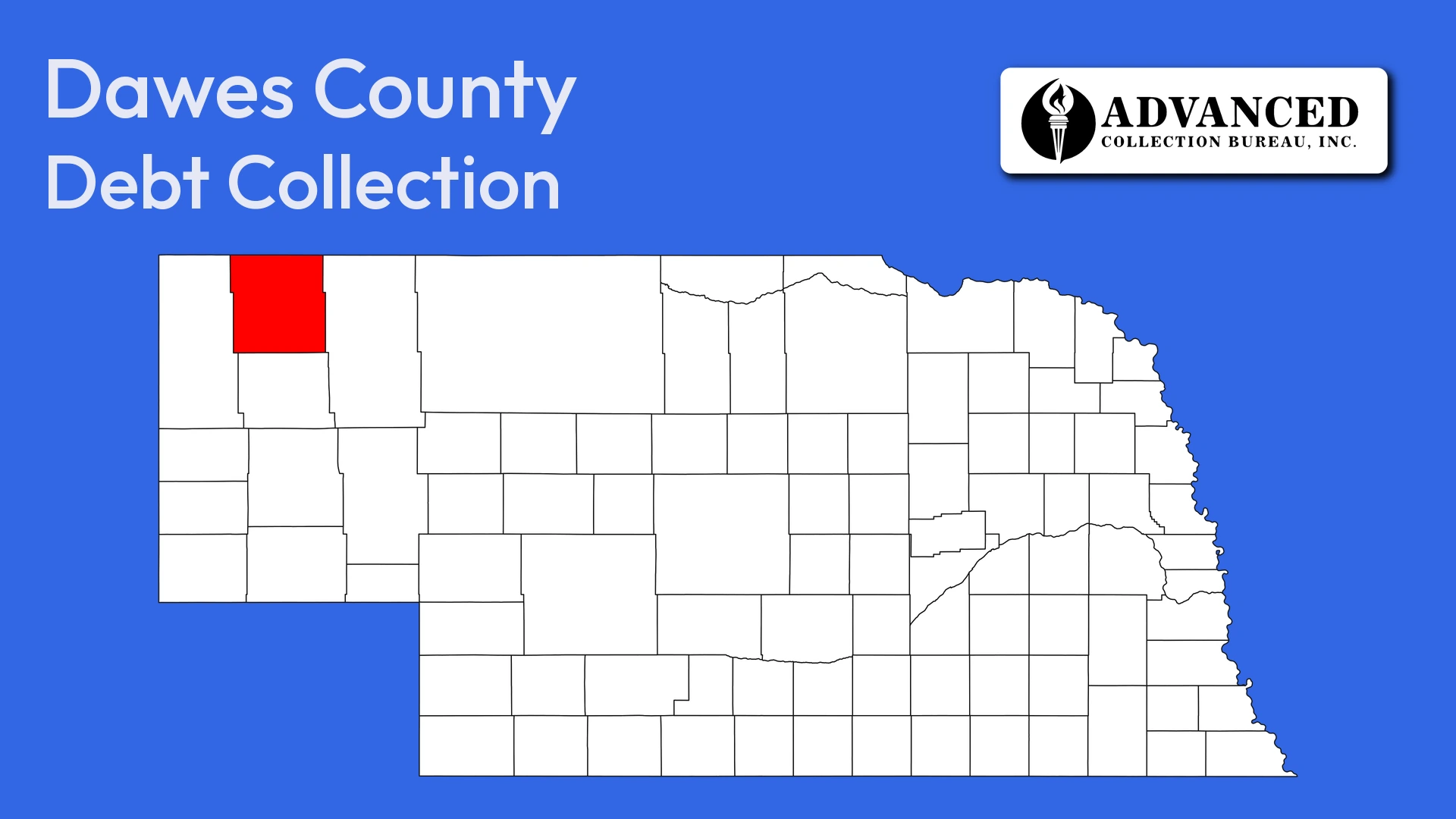 Map of Nebraska highlighting Dawes County