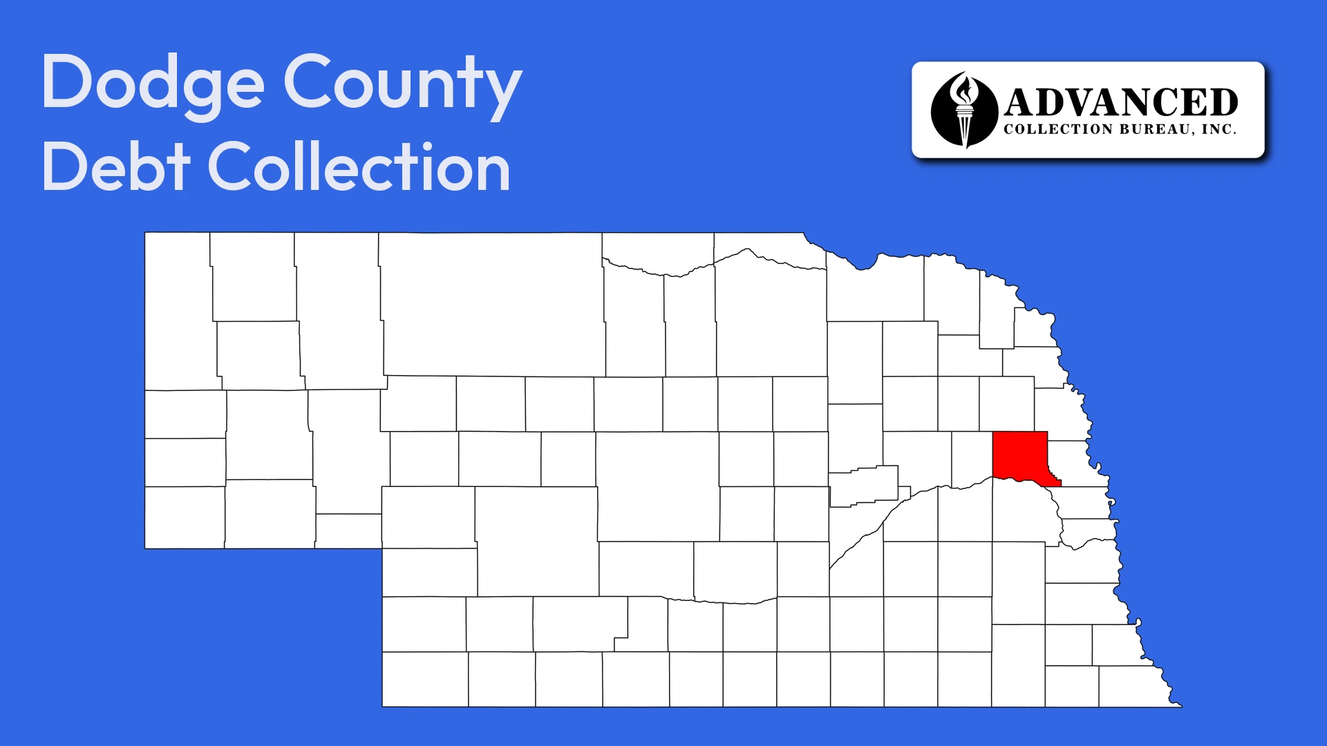 Map of Nebraska highlighting Dodge County