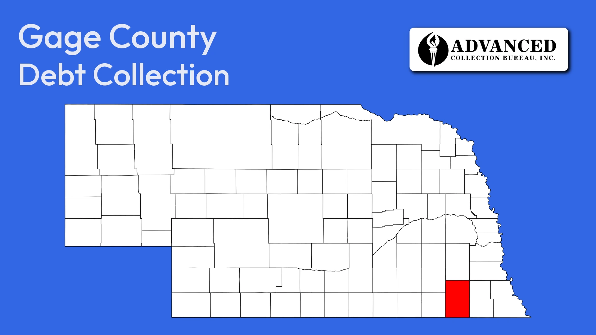 Map of Nebraska highlighting Gage County