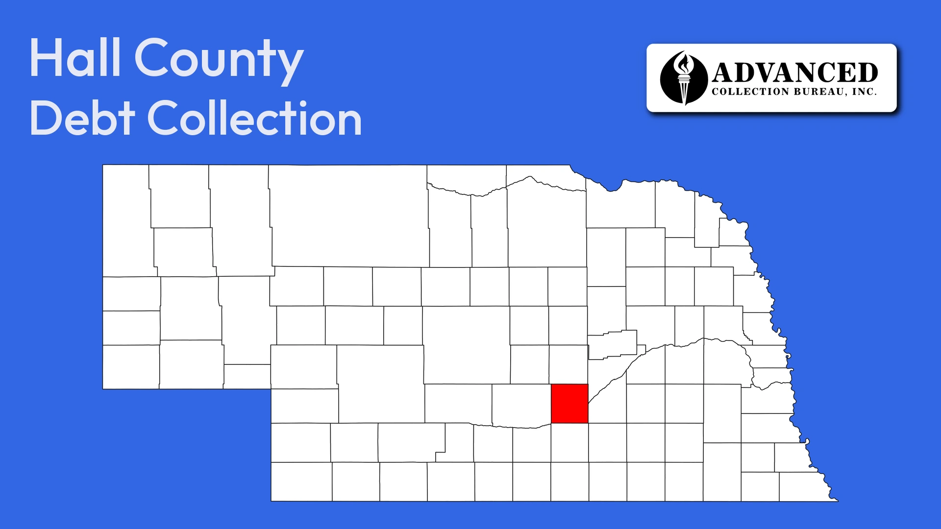 Map of Nebraska highlighting Hall County