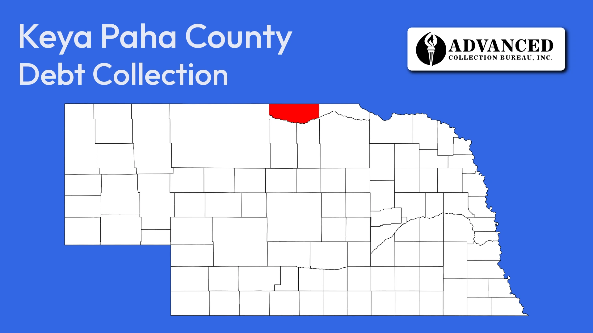 Map of Nebraska highlighting Keya Paha County
