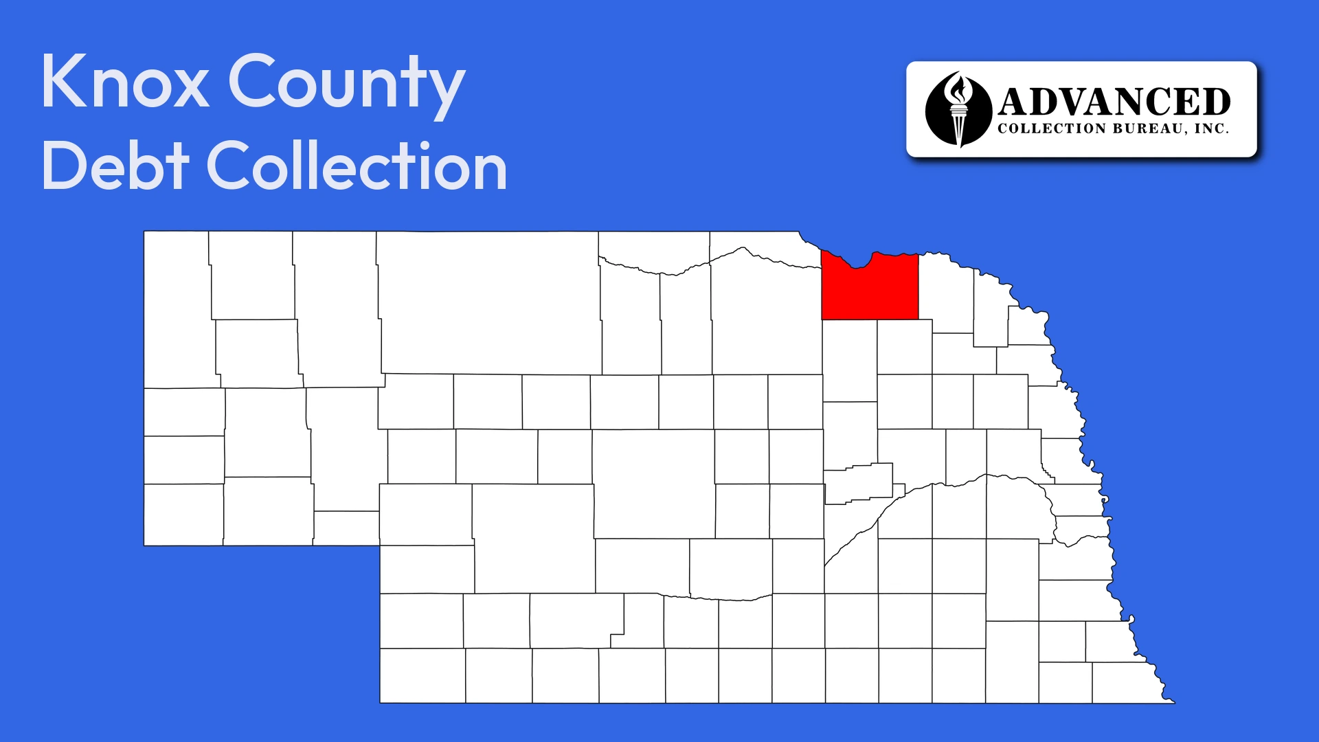 Map of Nebraska highlighting Knox County