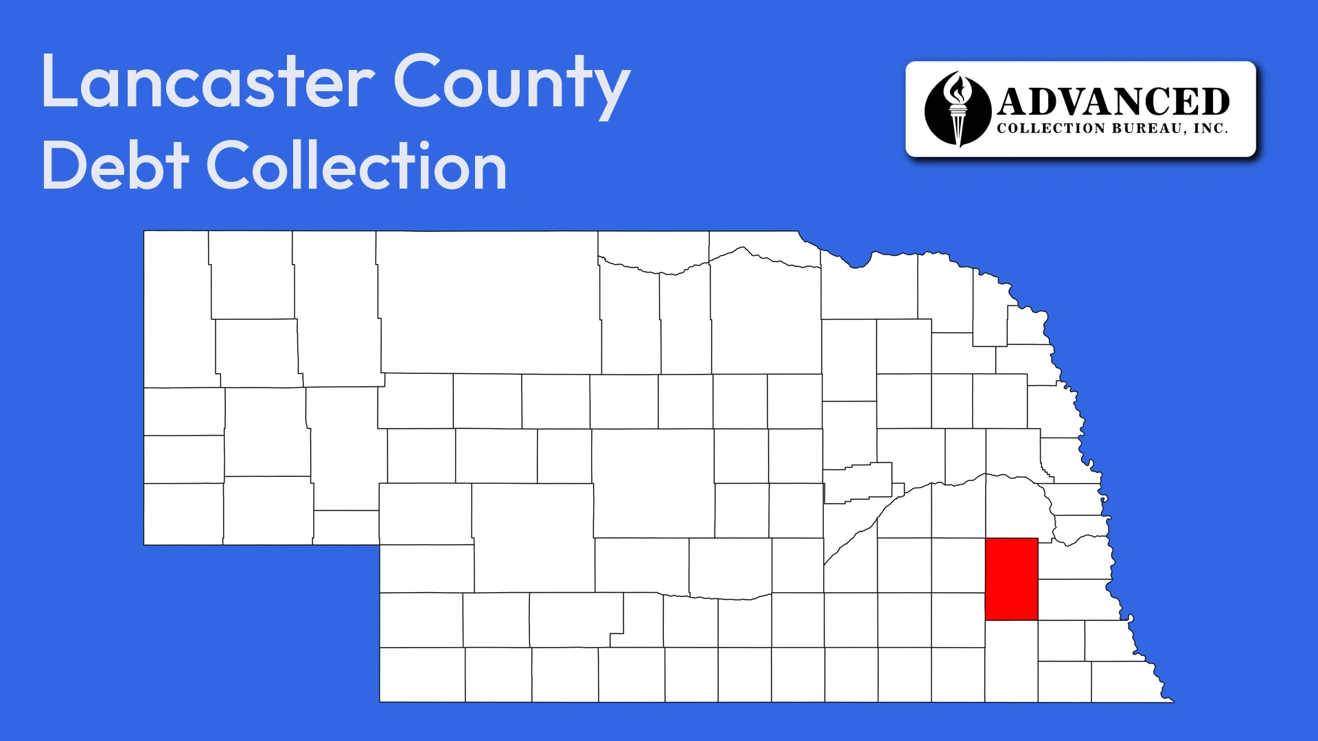 Map of Nebraska highlighting Lancaster County