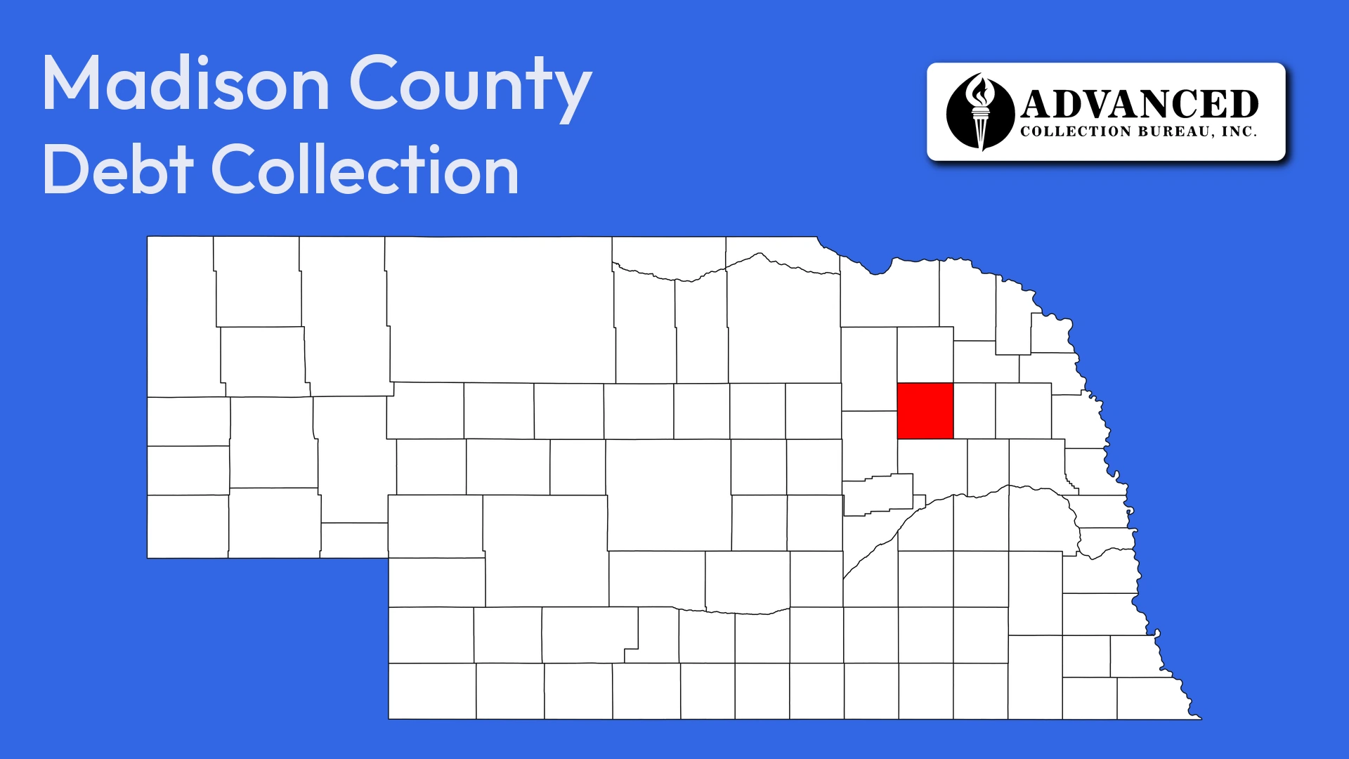Map of Nebraska highlighting Madison County