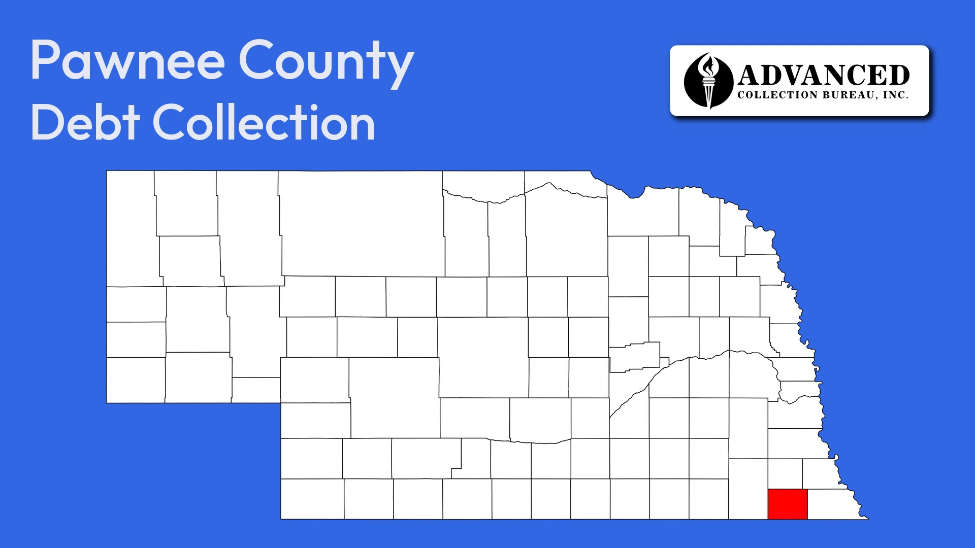 Map of Nebraska highlighting Pawnee County