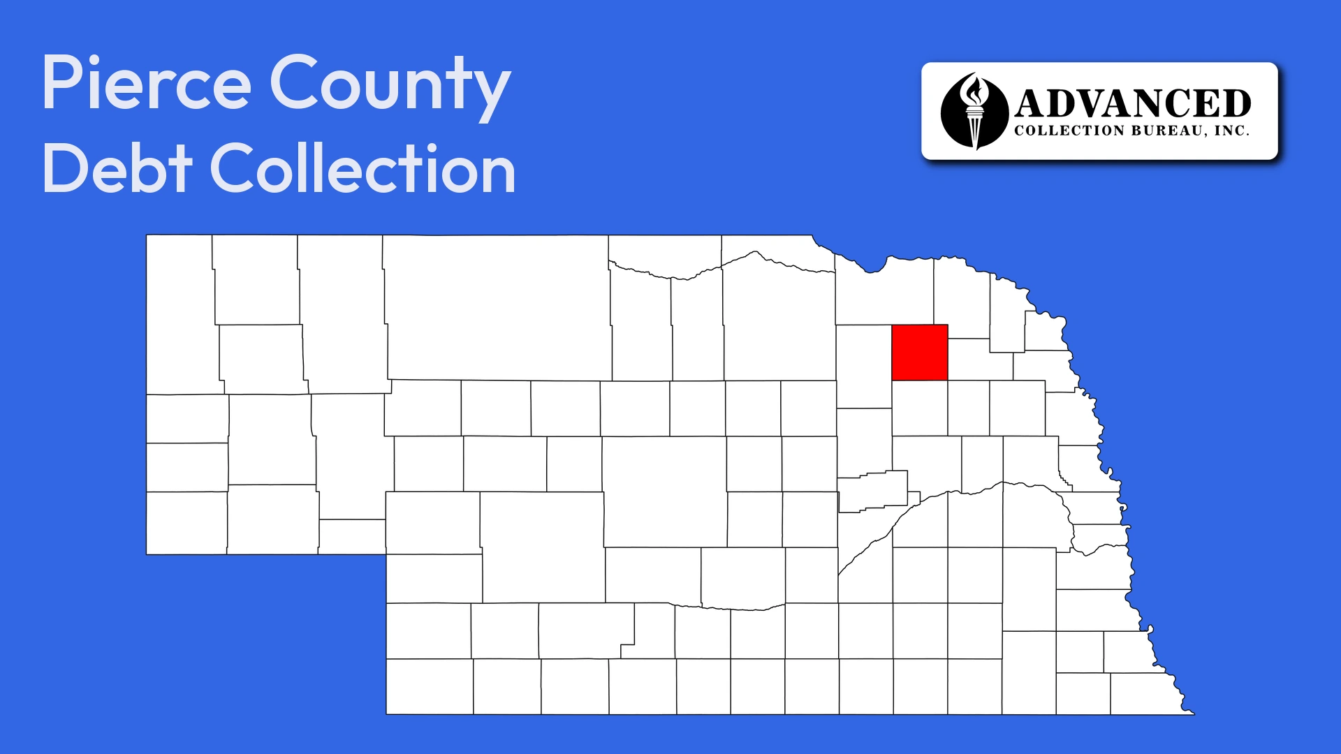 Map of Nebraska highlighting Pierce County