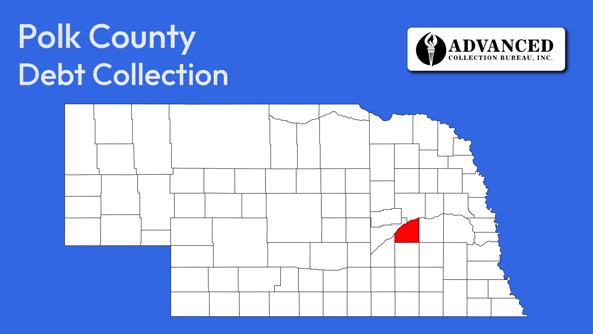 Map of Nebraska highlighting Polk County