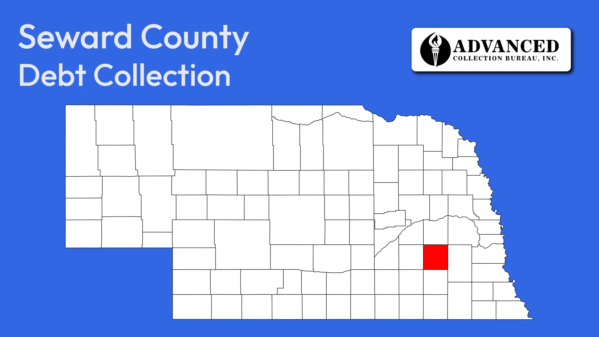 Map of Nebraska highlighting Seward County