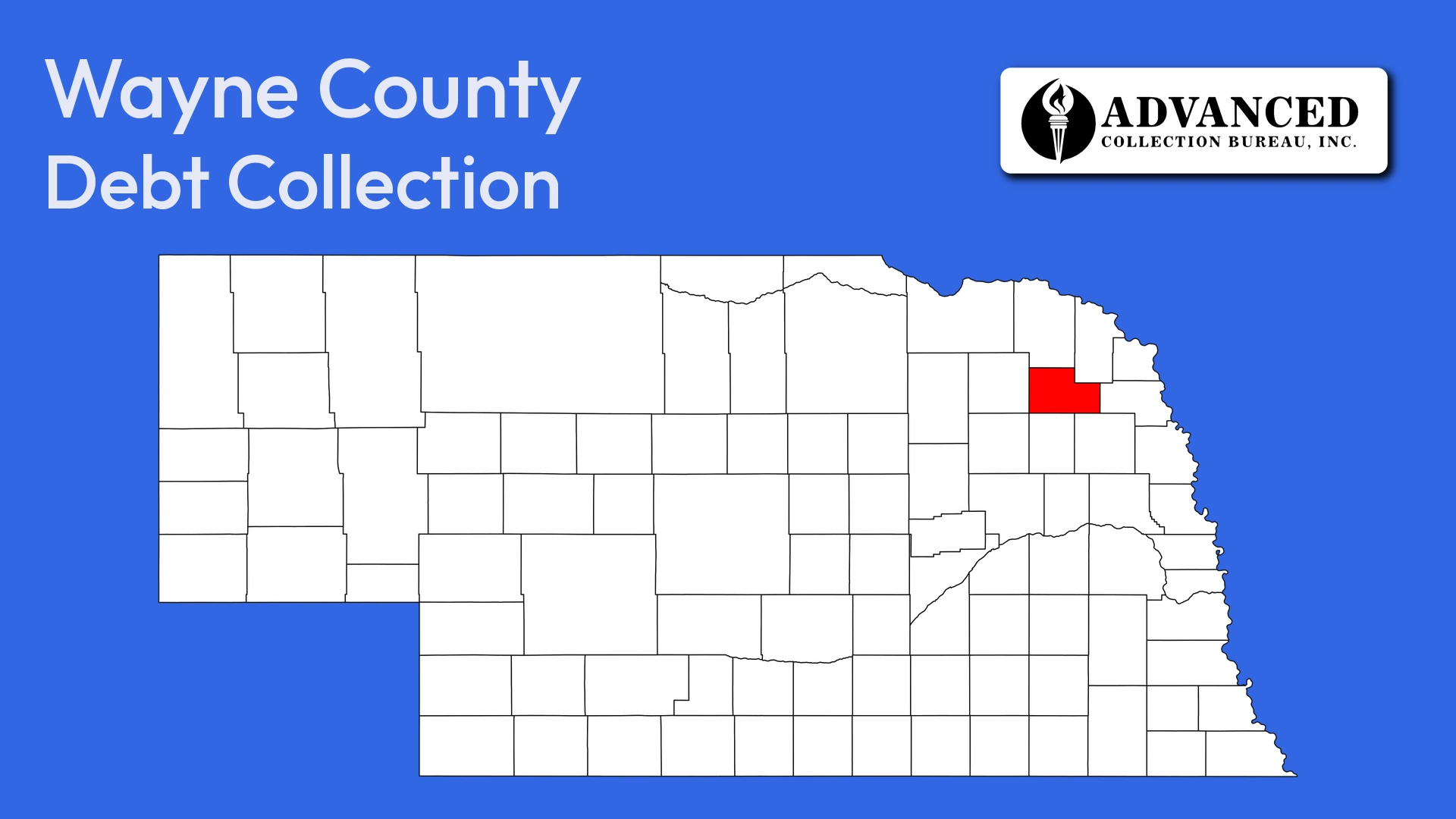 Map of Nebraska highlighting Wayne County