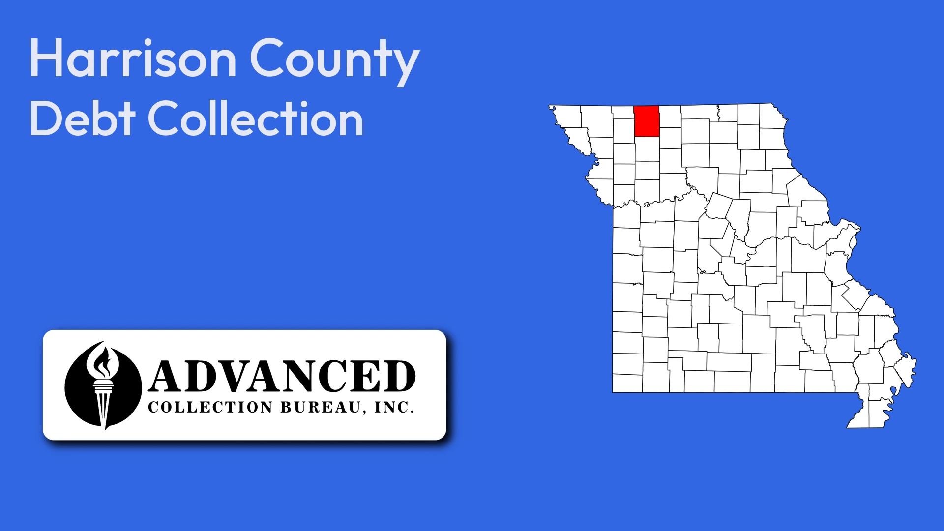 Map of Missouri highlighting Harrison County