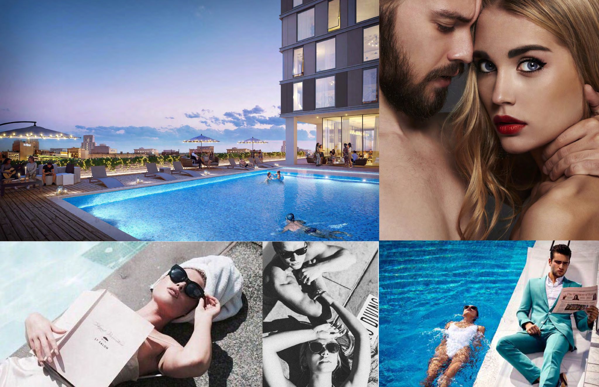 The James: Rooftop lifestyle photography — the city as part of the experience.