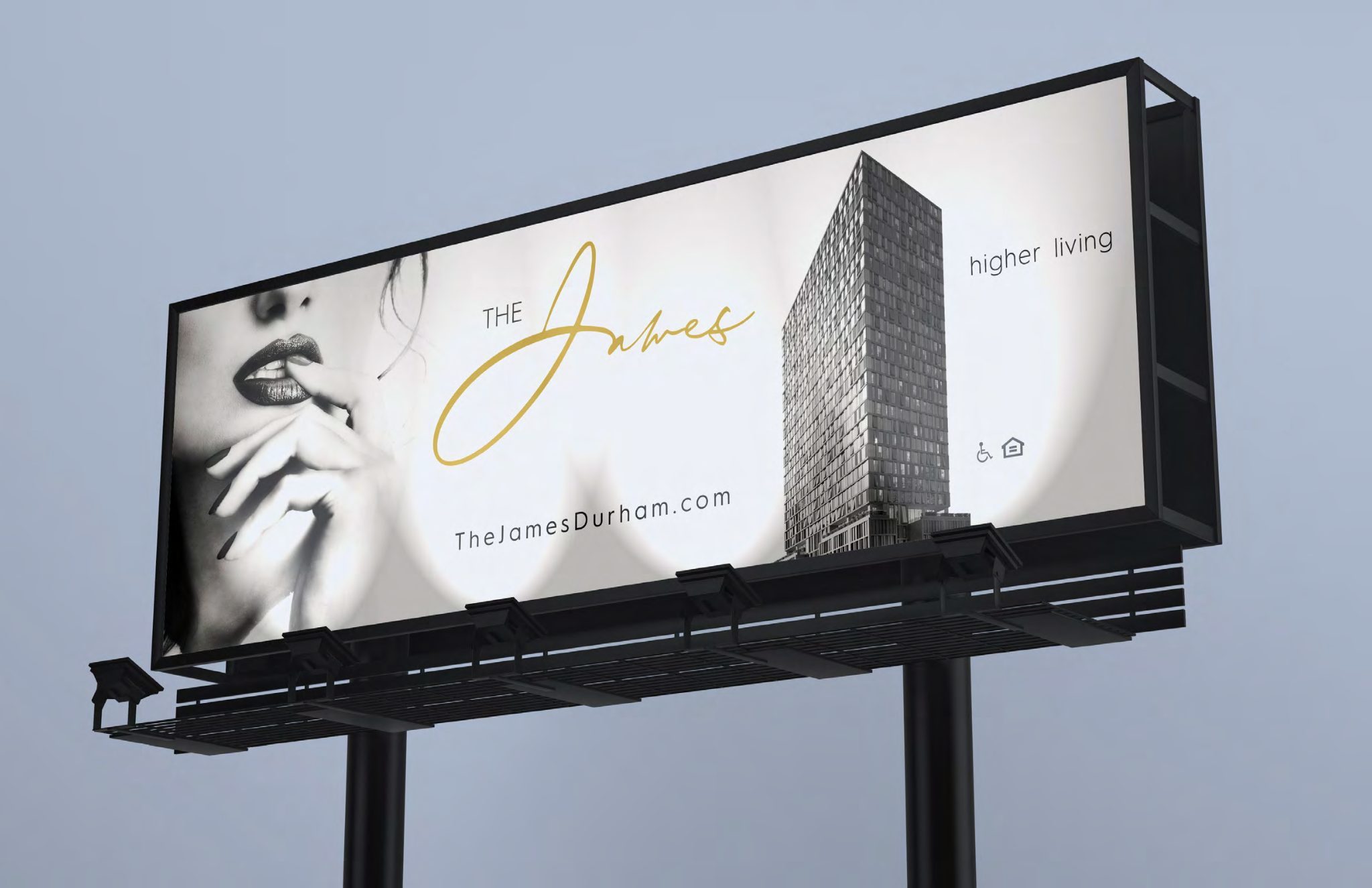 The James: Outdoor advertising — the identity at city scale.