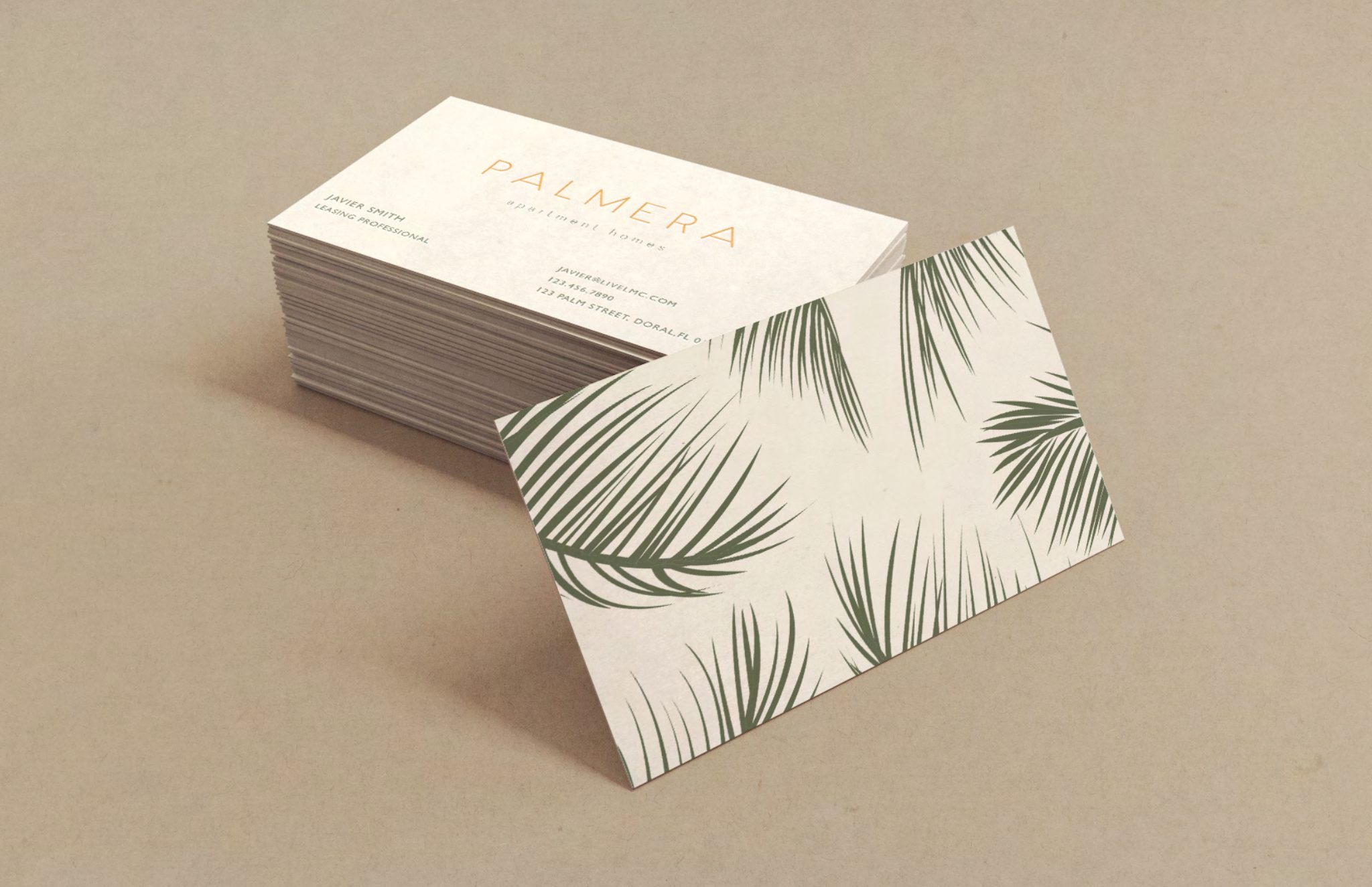 Palmera stationery suite with palm etching
