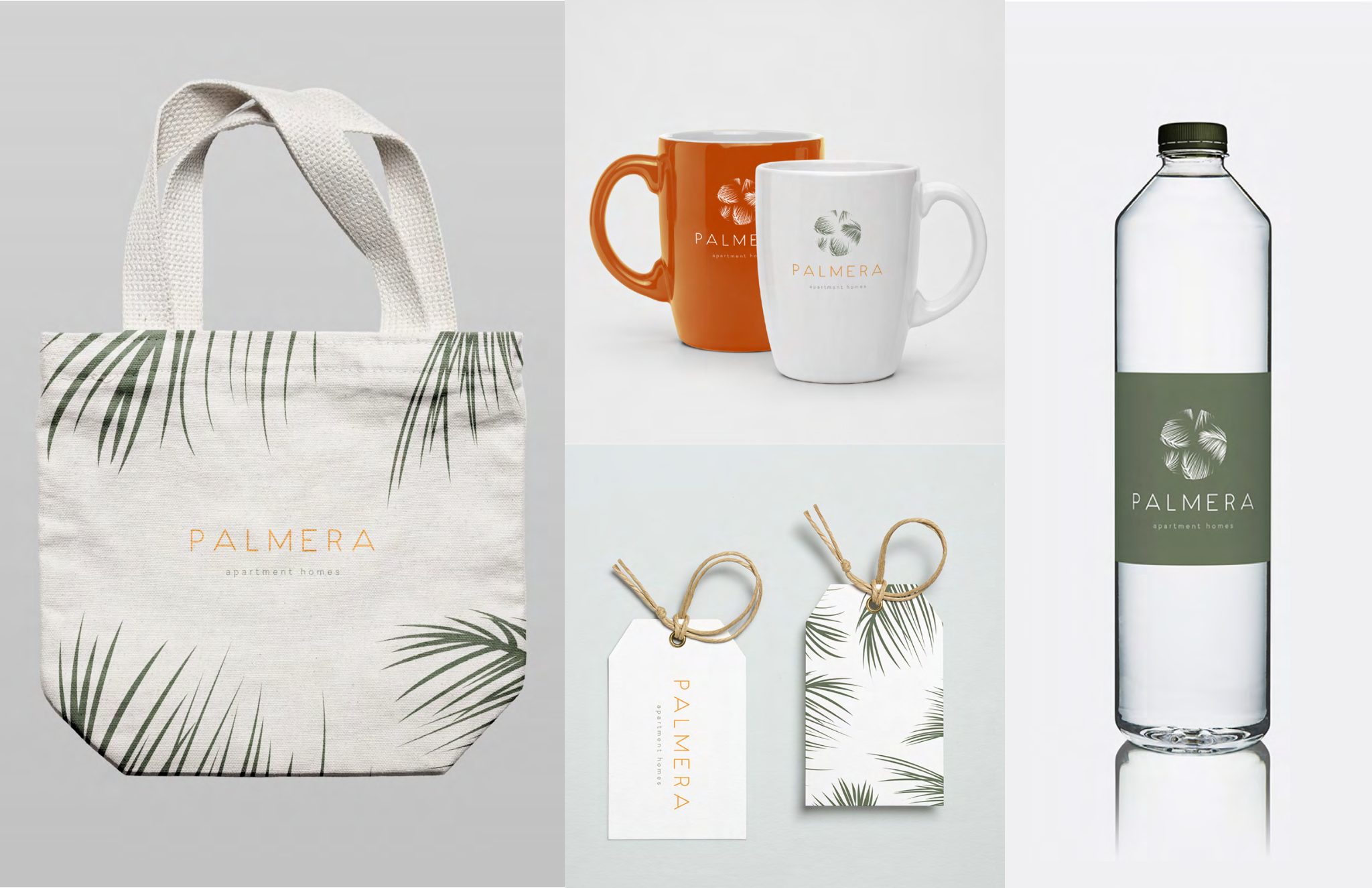 Palmera brand merchandise from tote to bottle
