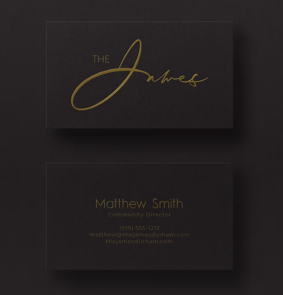 The James stationery and business cards