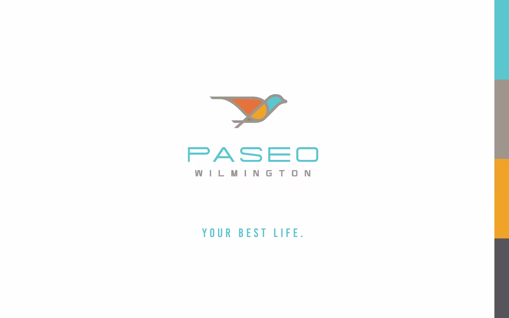 The Paseo Wilmington logo and color palette