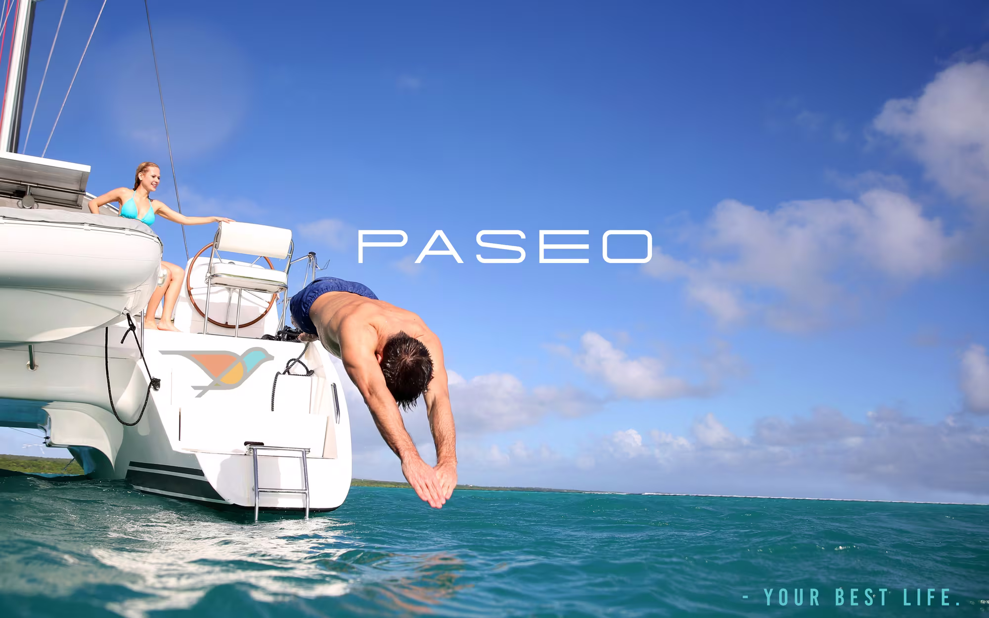 Paseo campaign photography off the back of a boat