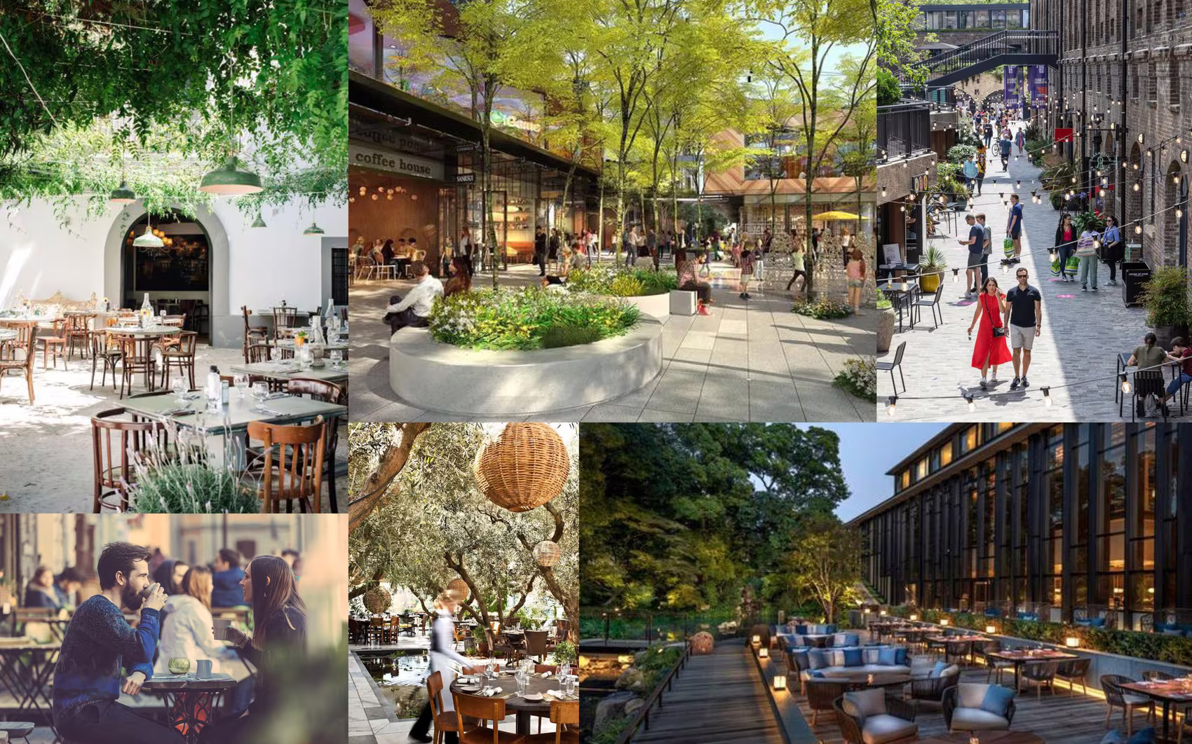 Paseo brand mood, shops and outdoor tables
