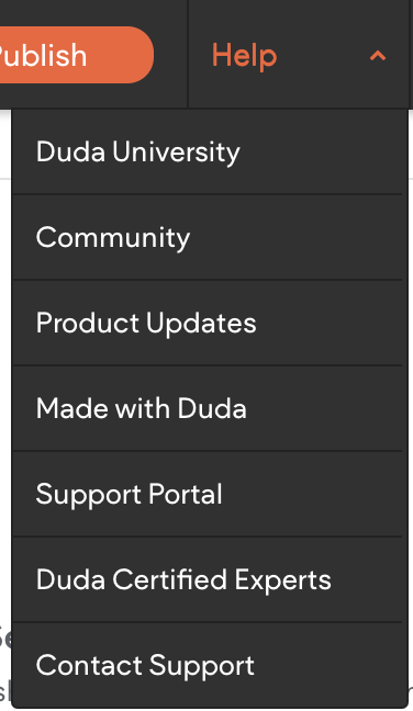 Image: Duda - Help Section