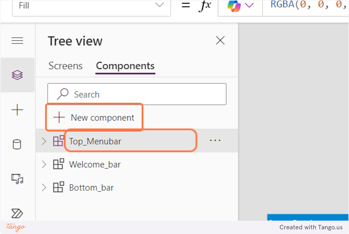 Click on New component