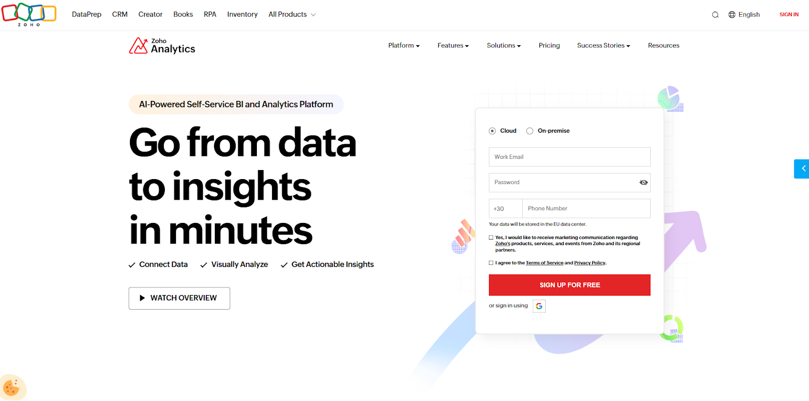 Image: Zoho Analytics - Home Page