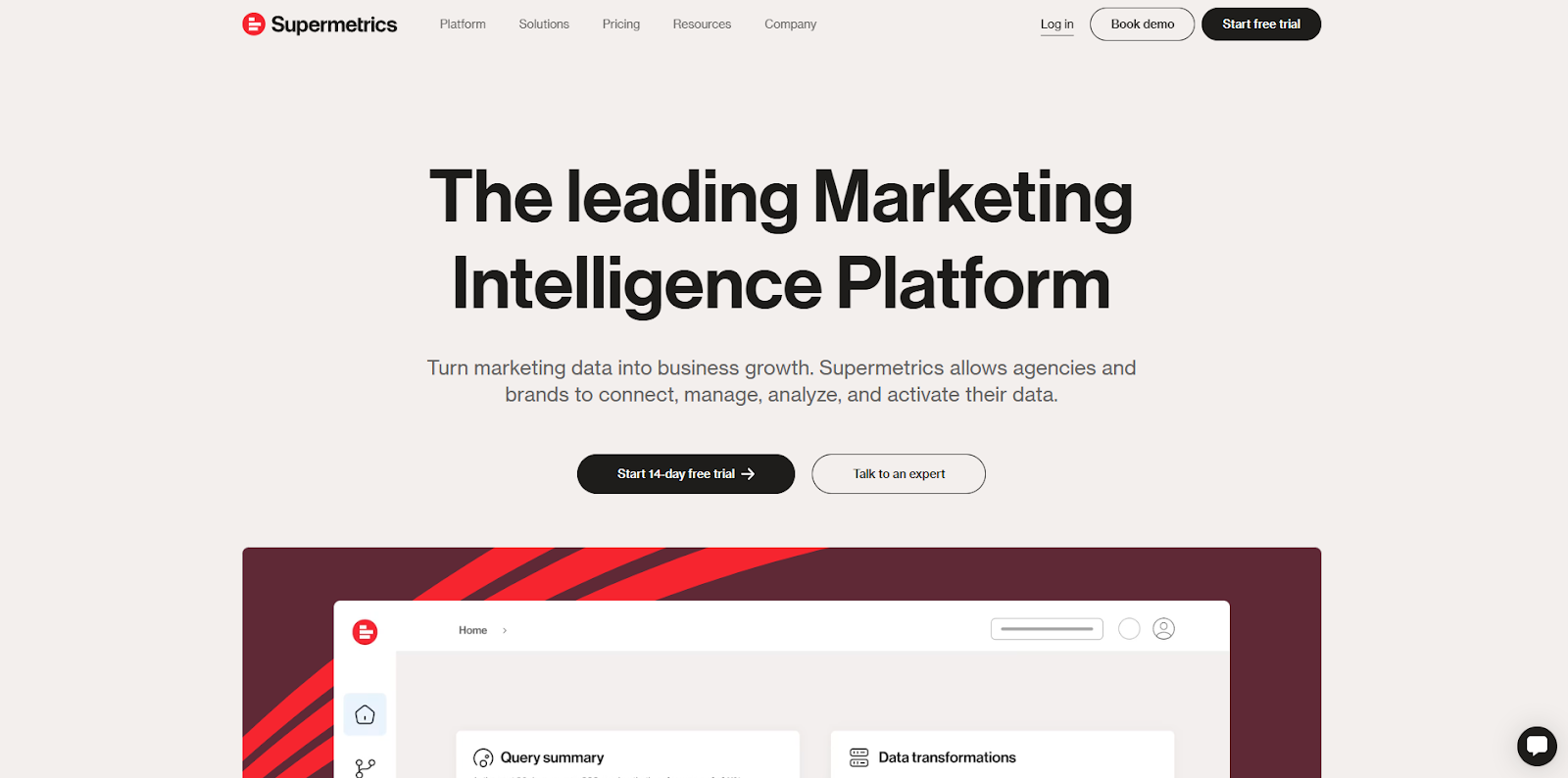 Image: Supermetrics - Home Page