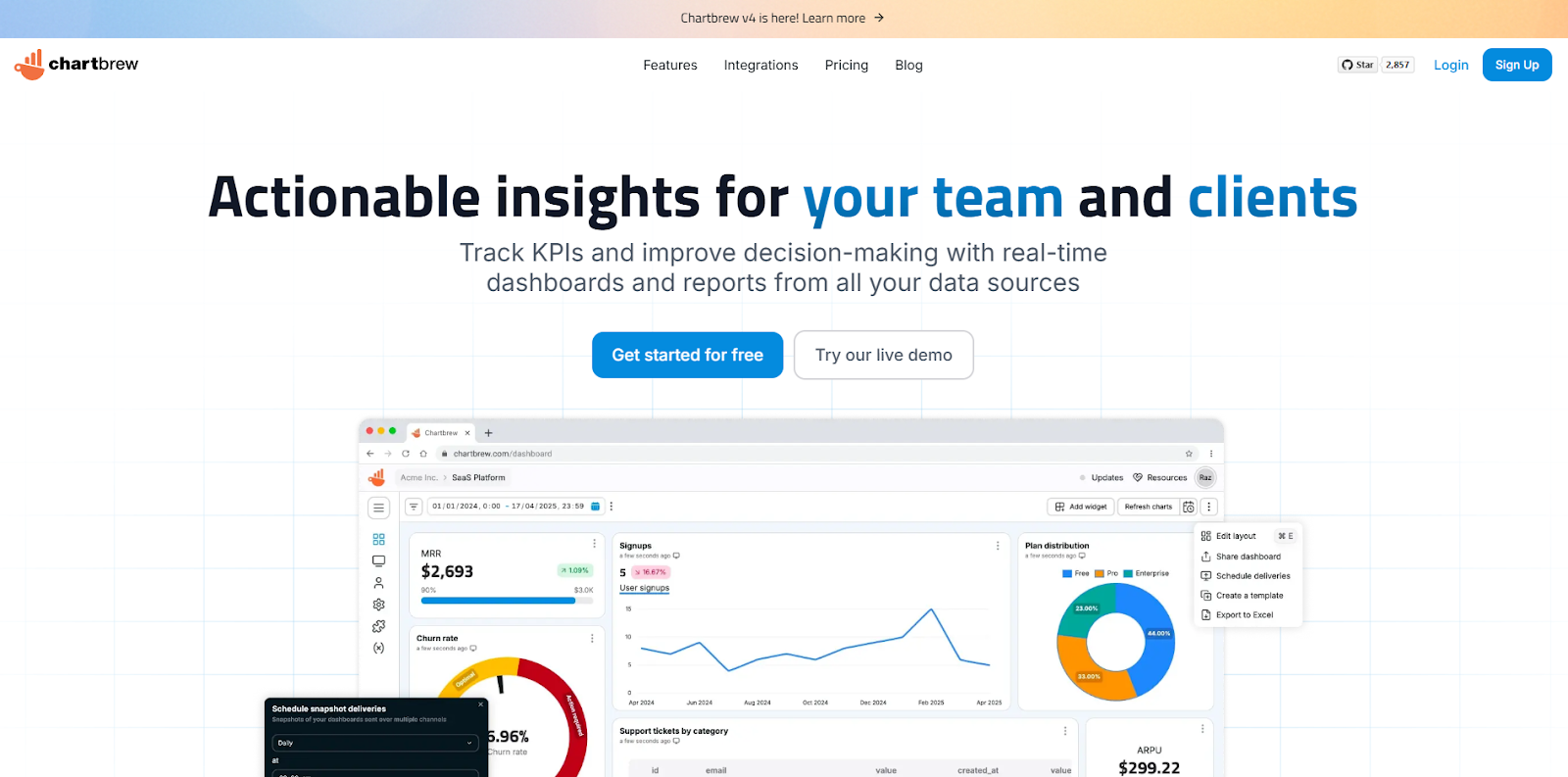 Image: Chartbrew - Home Page
