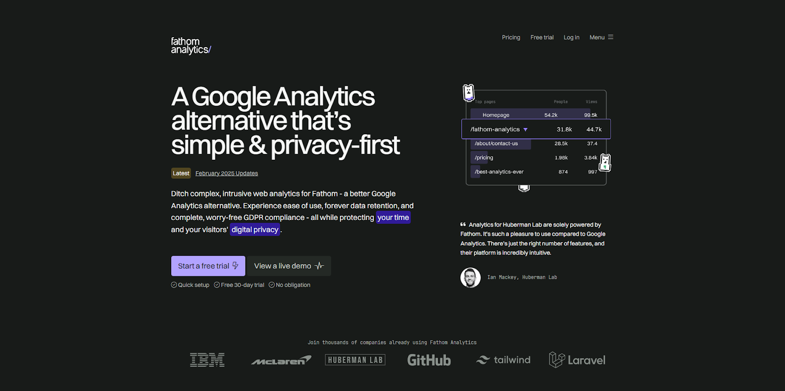 Image: Fathom Analytics - Home Page