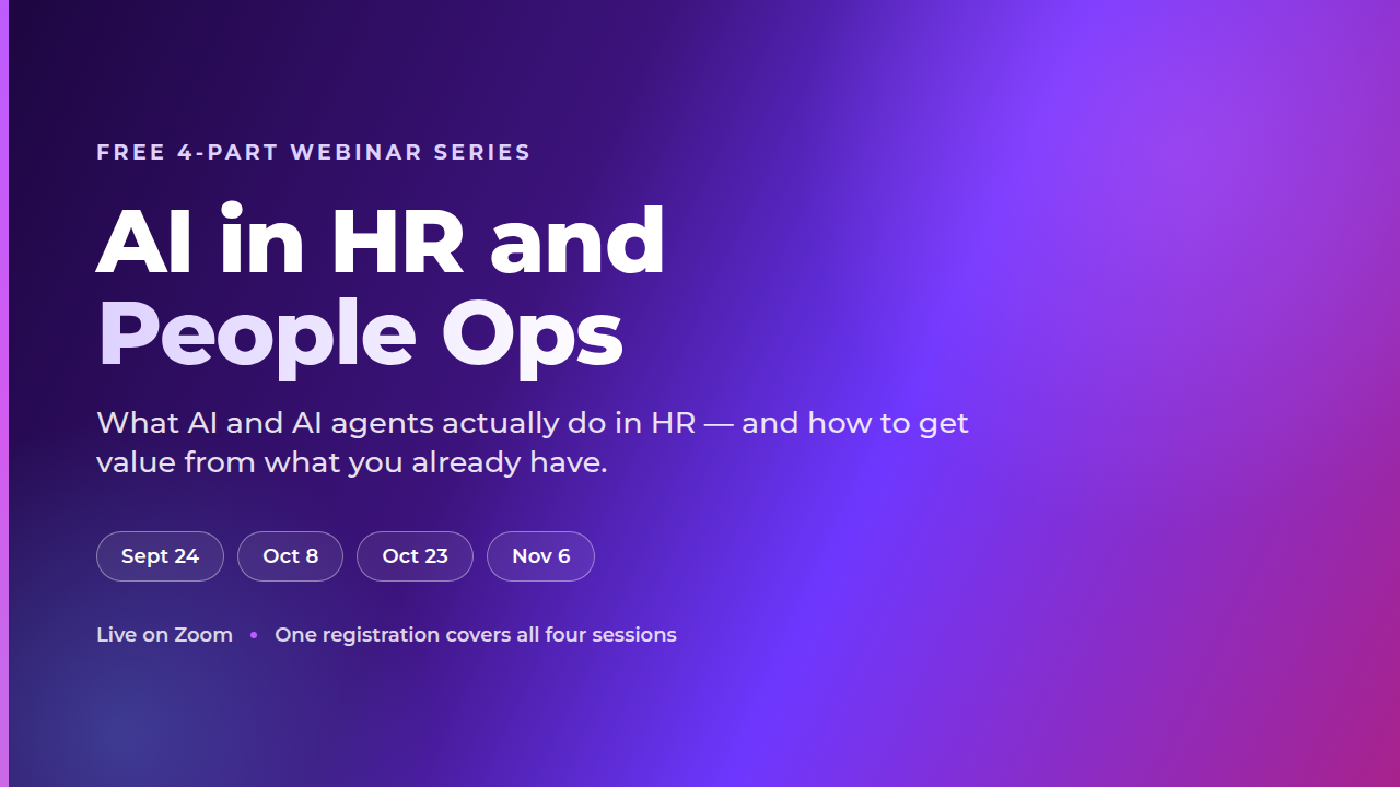 AI in HR and People Ops: a free four-part webinar series running September 24 to November 6, 2026