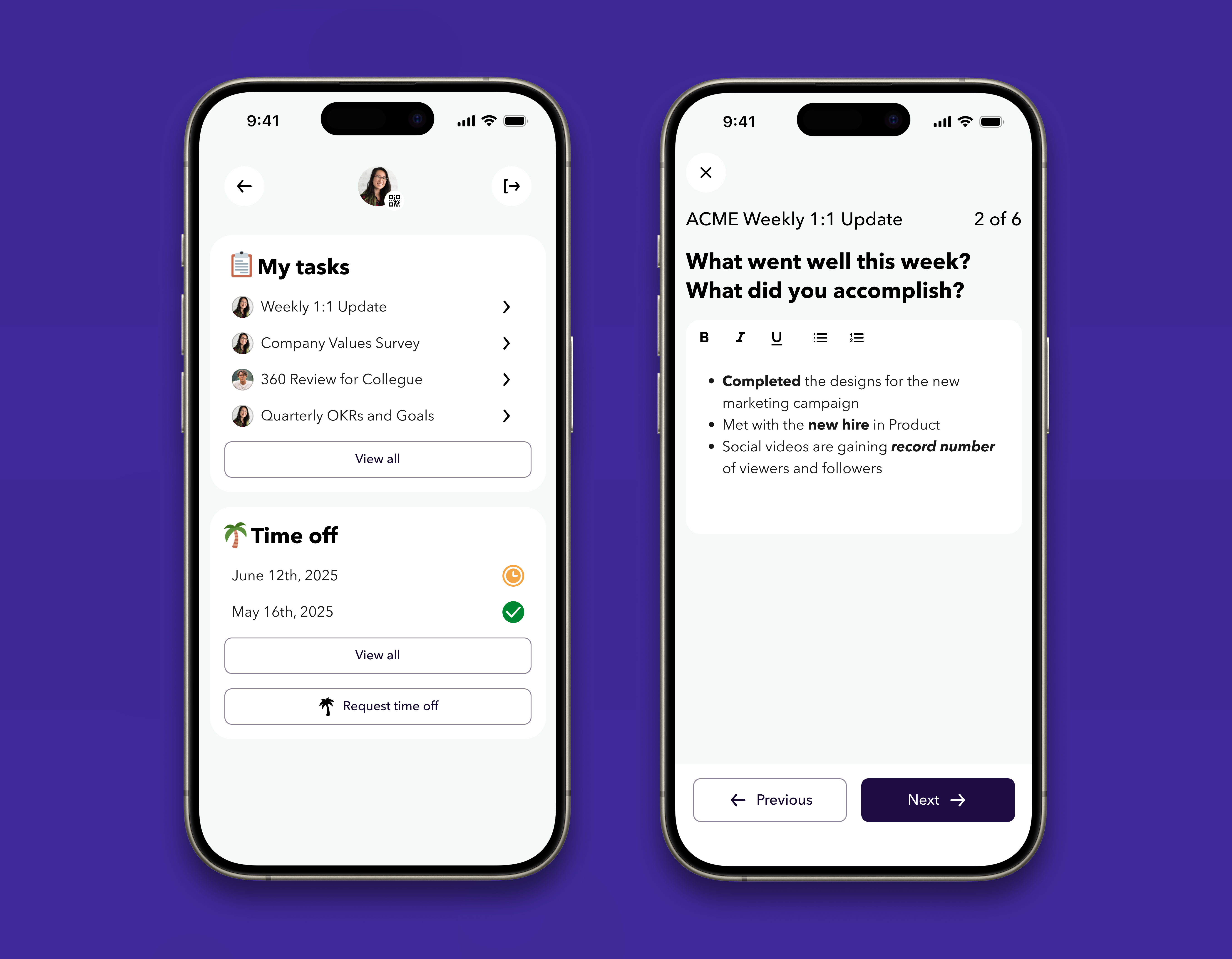 Tasks in ChartHop mobile app