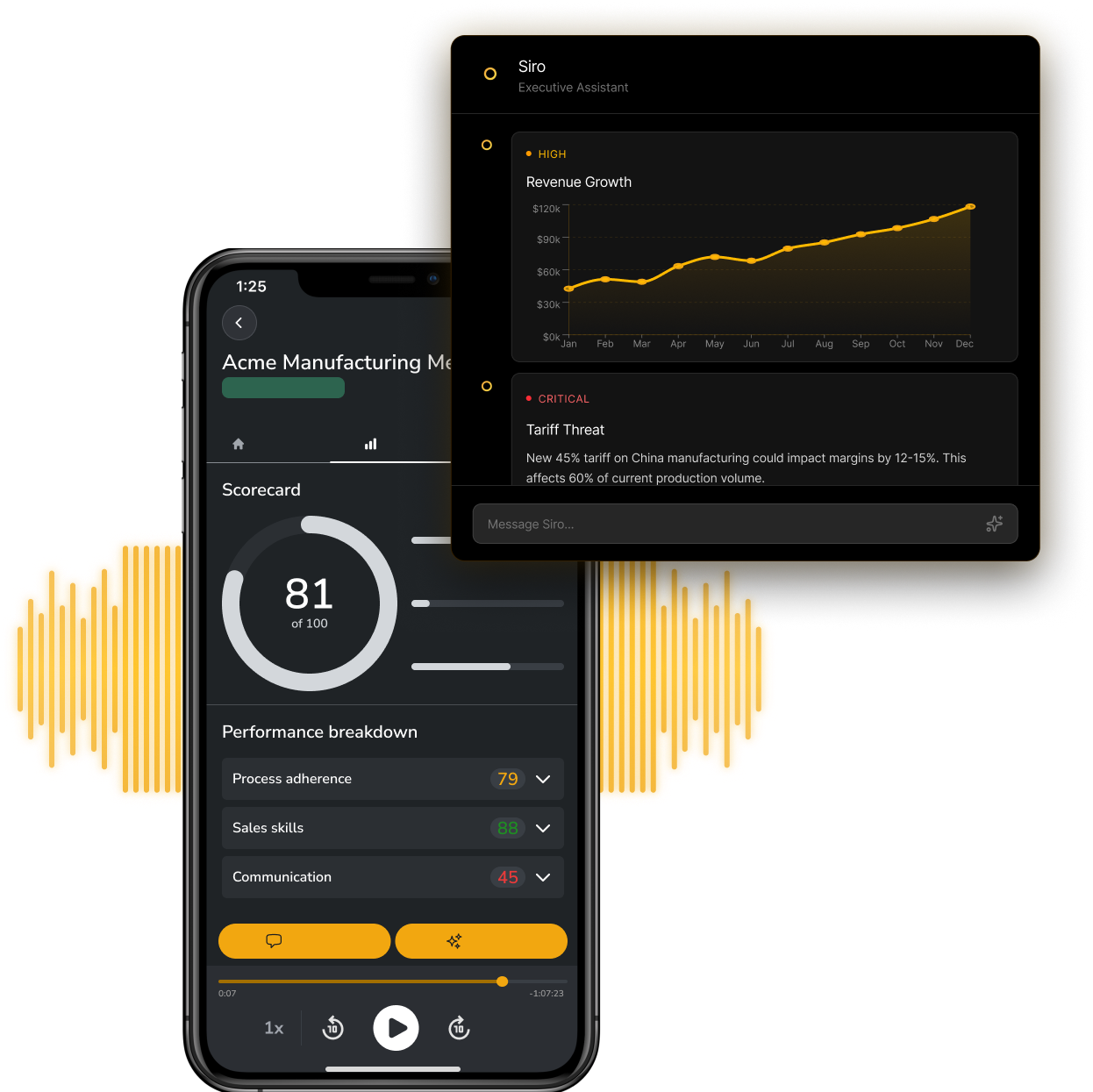 Sales rep learning with the Siro AI app
