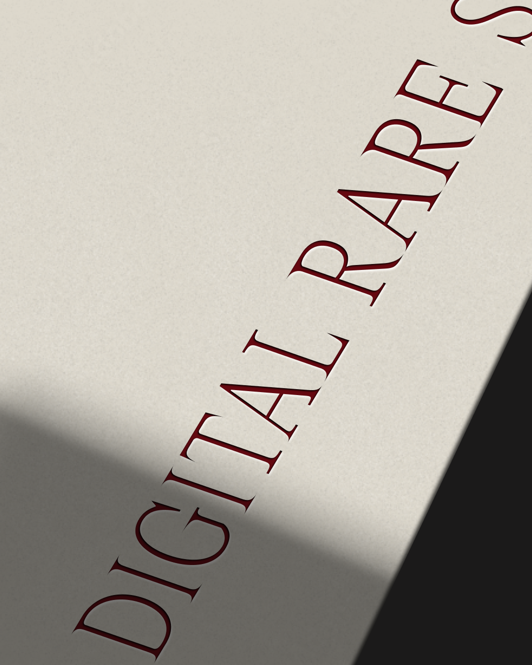 Diagonal embossed text reading DIGITAL RARE SET on a textured beige surface with shadow.