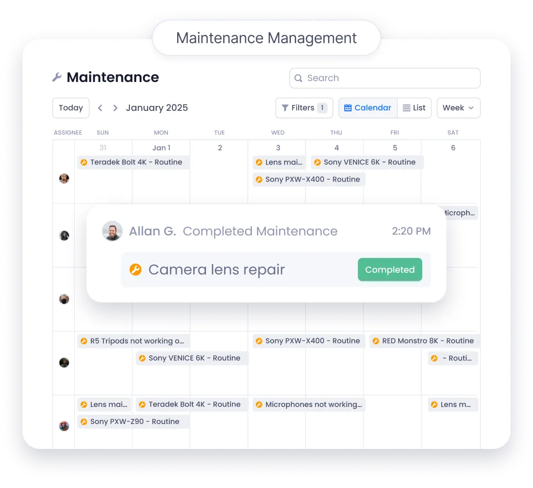 Maintenance management dashboard image