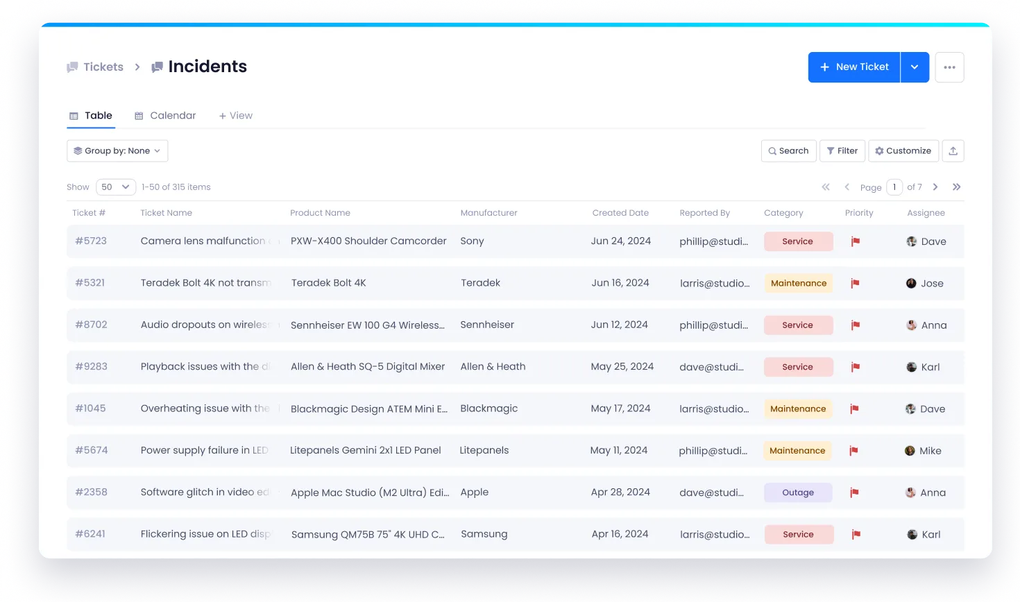 Beam Service & Ticketing Solution Dashboard